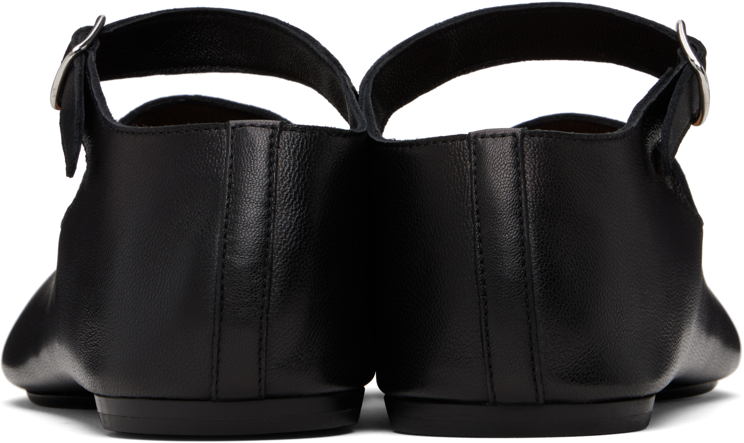 Maison Margiela Tabi Leather Ballerina Shoes In Black