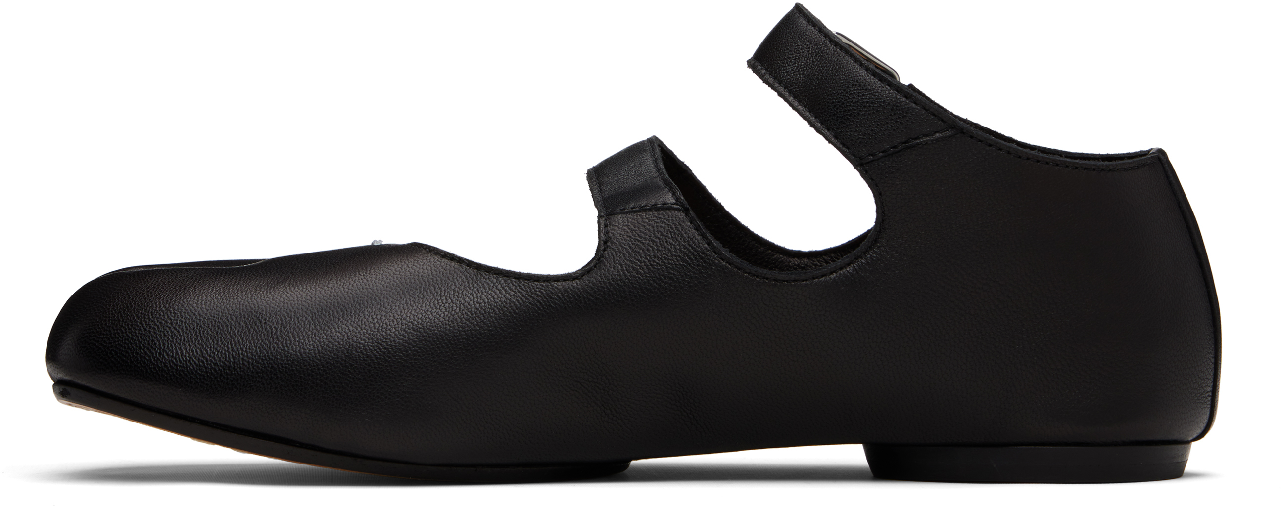 Maison Margiela Tabi Leather Ballerina Shoes In Black