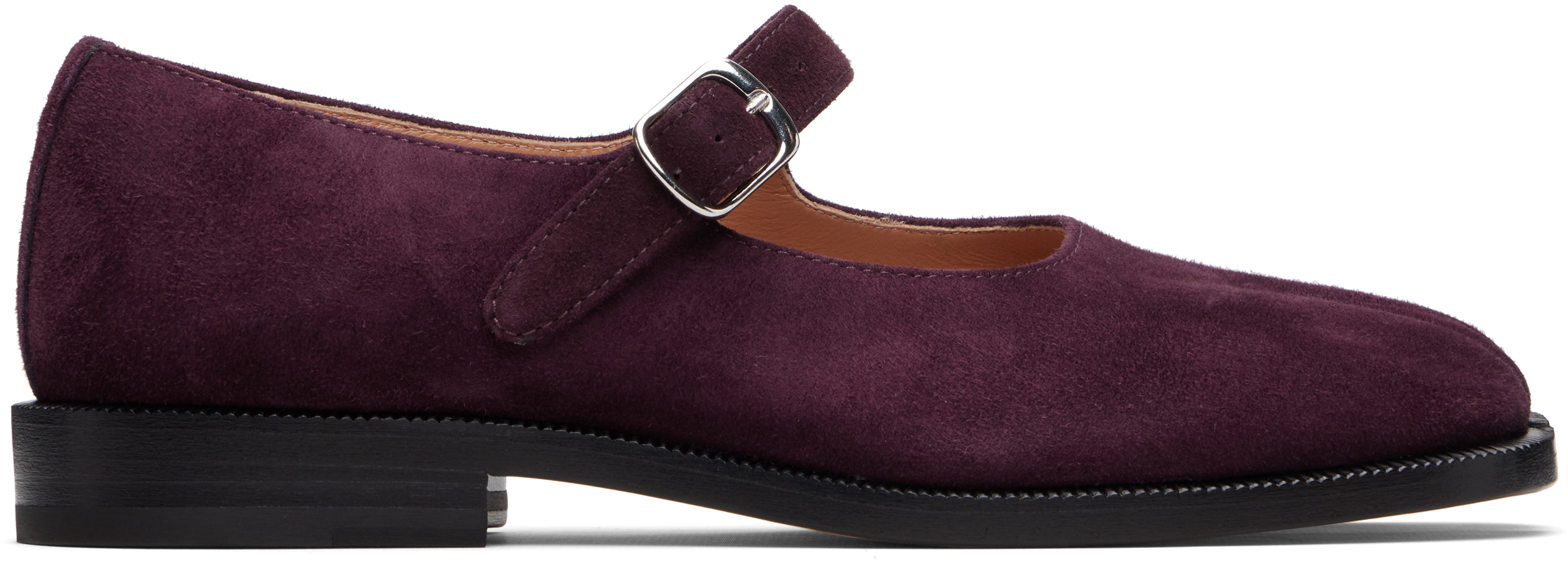 Maison Margiela Burgundy Tabi Mary Jane Ballerina Flats In Burgundy