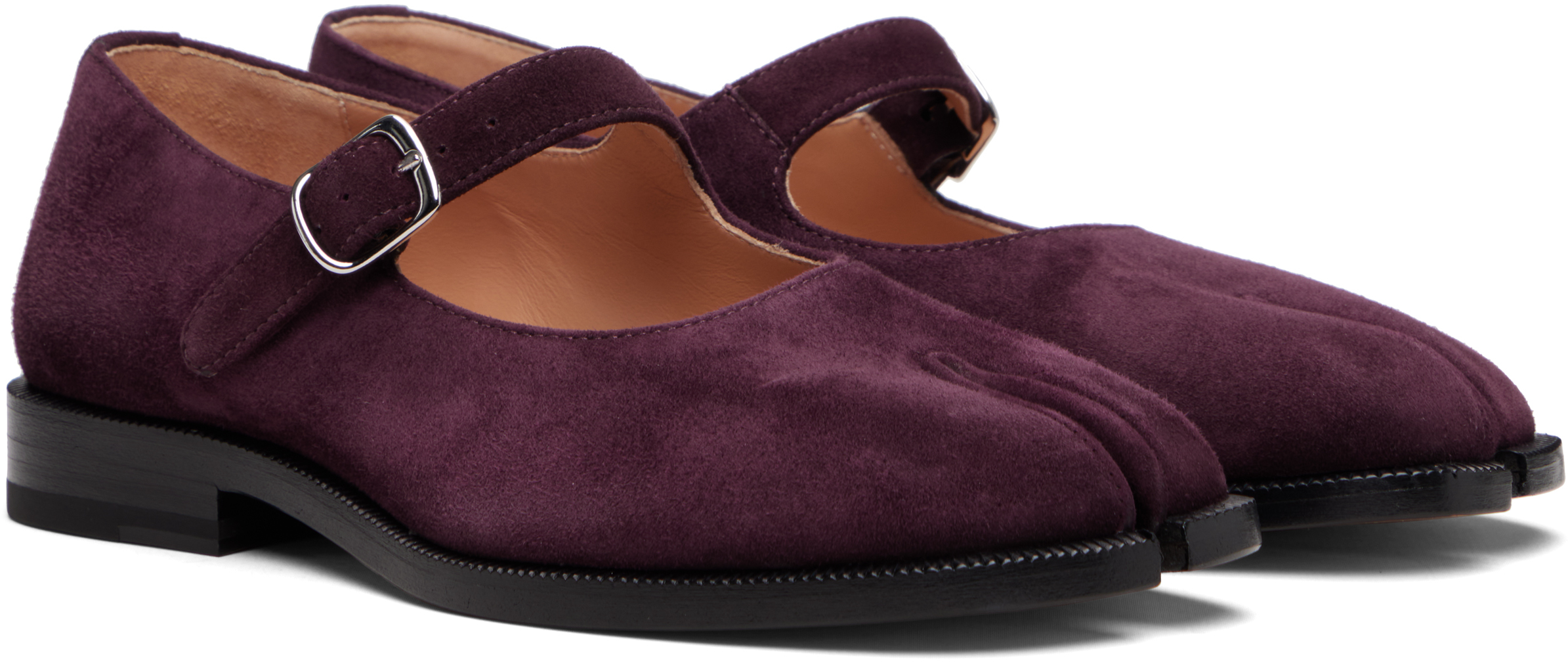 Maison Margiela Burgundy Tabi Mary Jane Ballerina Flats In Burgundy