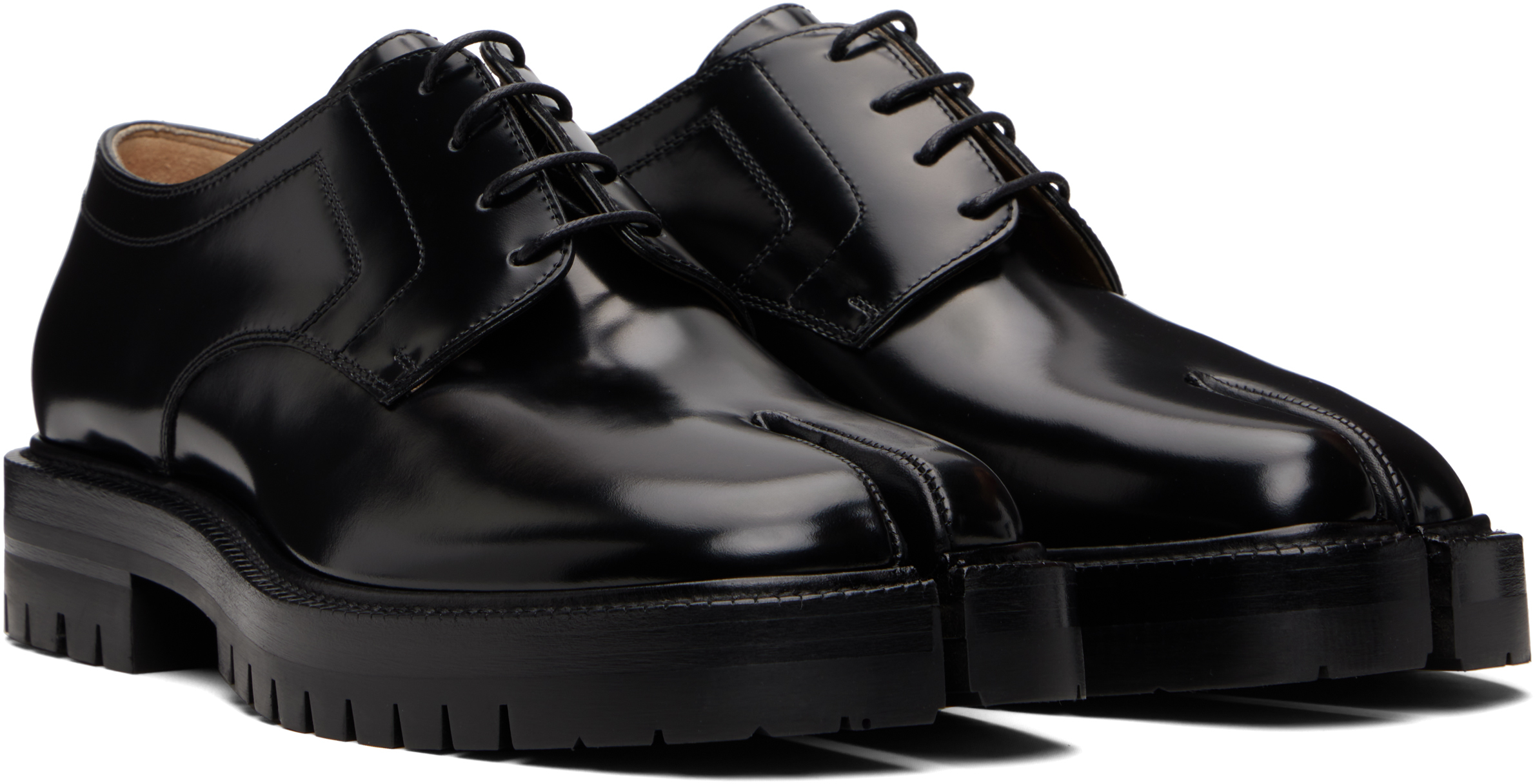 Maison Margiela Women's Leather Tabi Lace-up Shoes In Black
