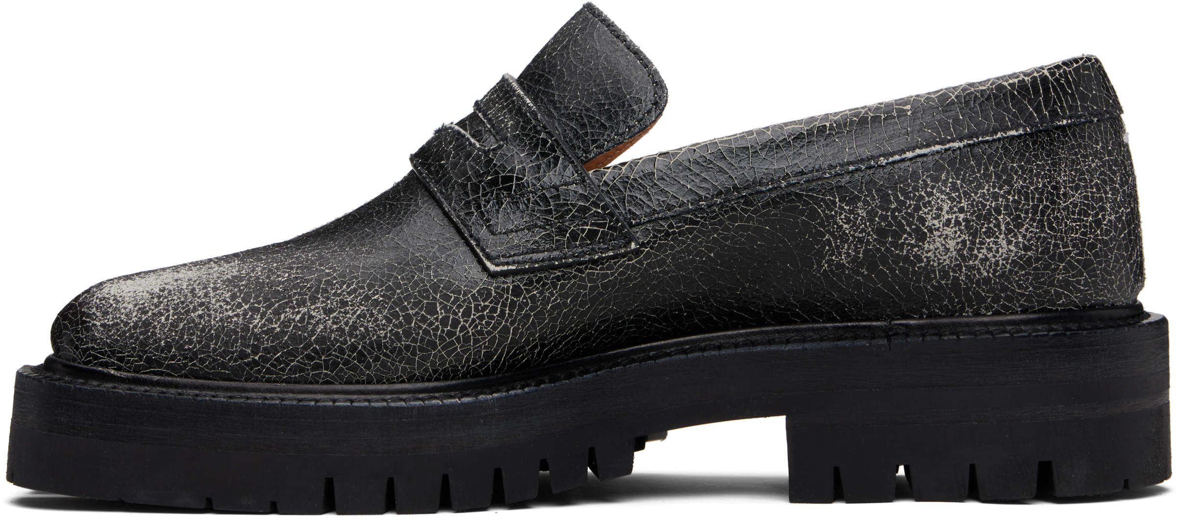 Maison Margiela Black Tabi County Loafers In Multi