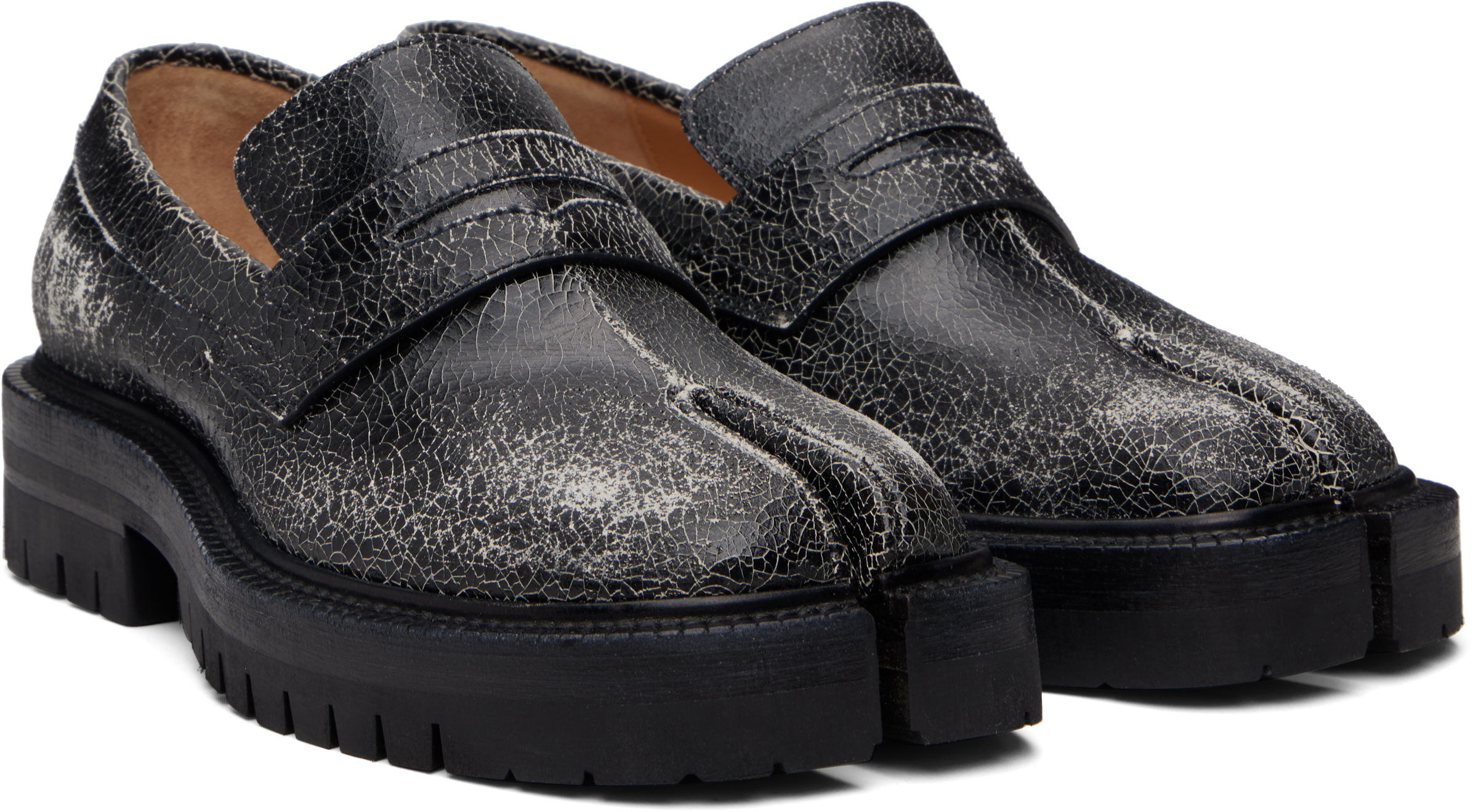 Maison Margiela Black Tabi County Loafers In Multi