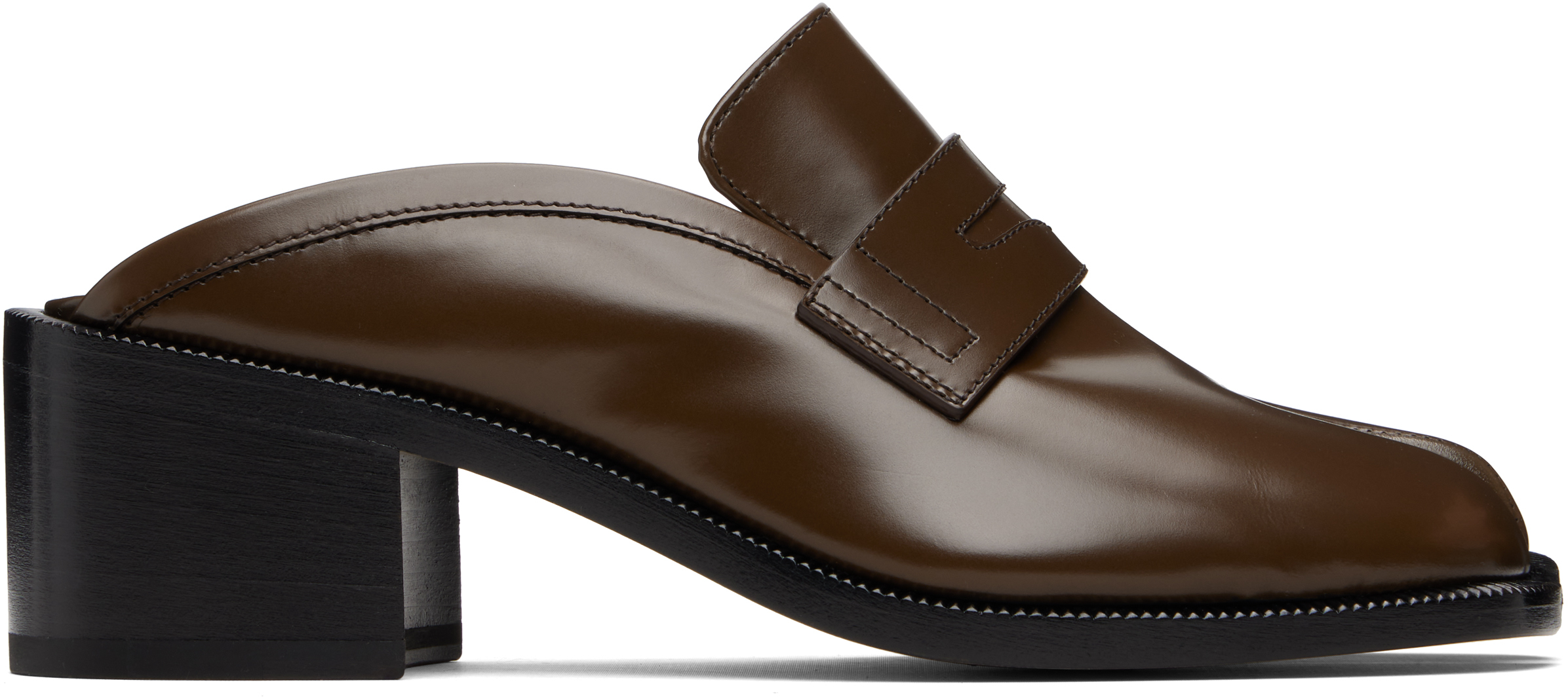 Maison Margiela Brown Tabi City Loafer Mules In Brown
