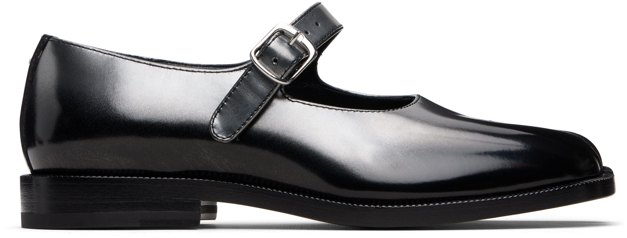 Maison Margiela Mary Jane Mini Heel Shoes With Buckle Strap In Black