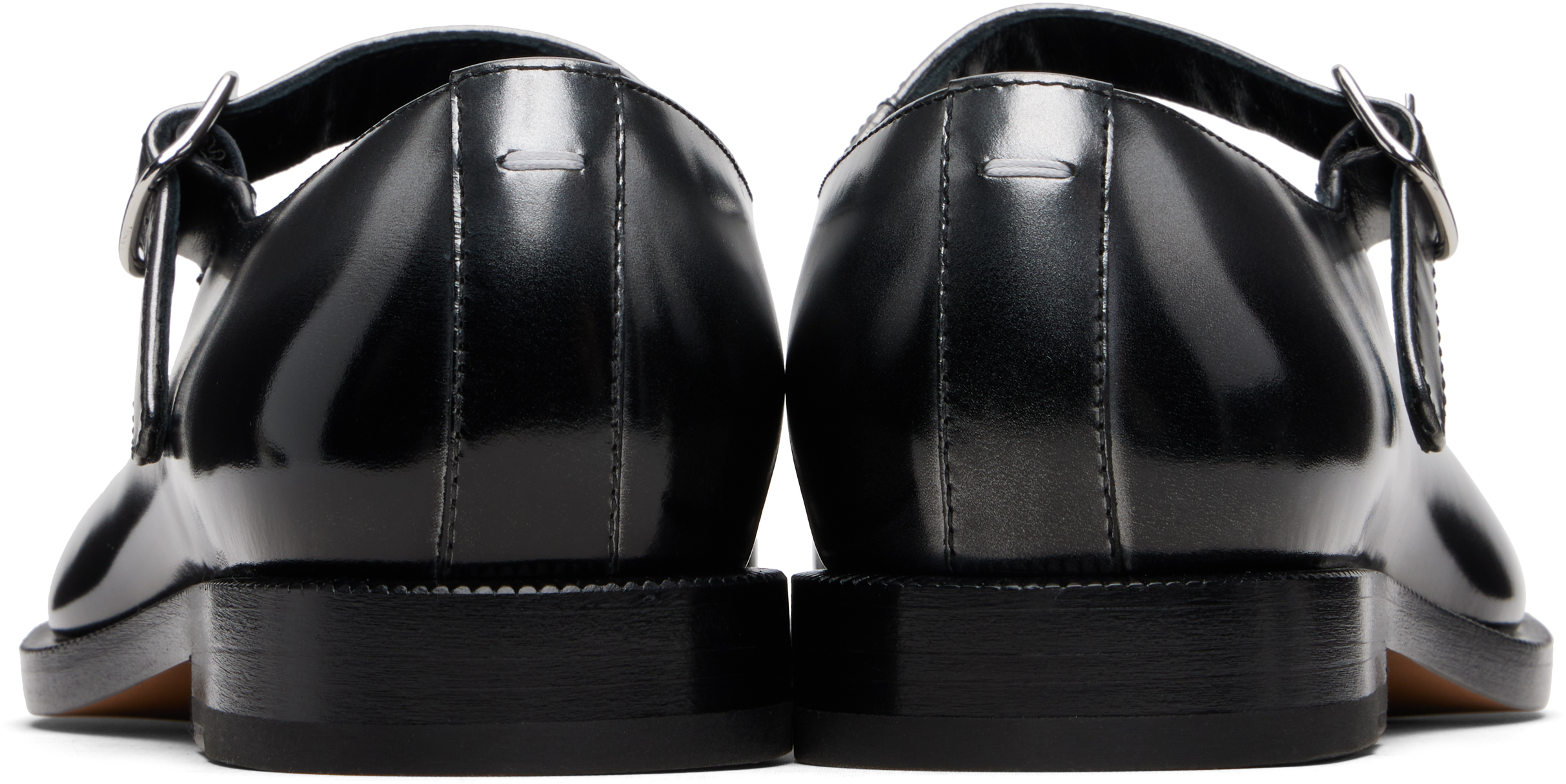 Maison Margiela Mary Jane Mini Heel Shoes With Buckle Strap In Black