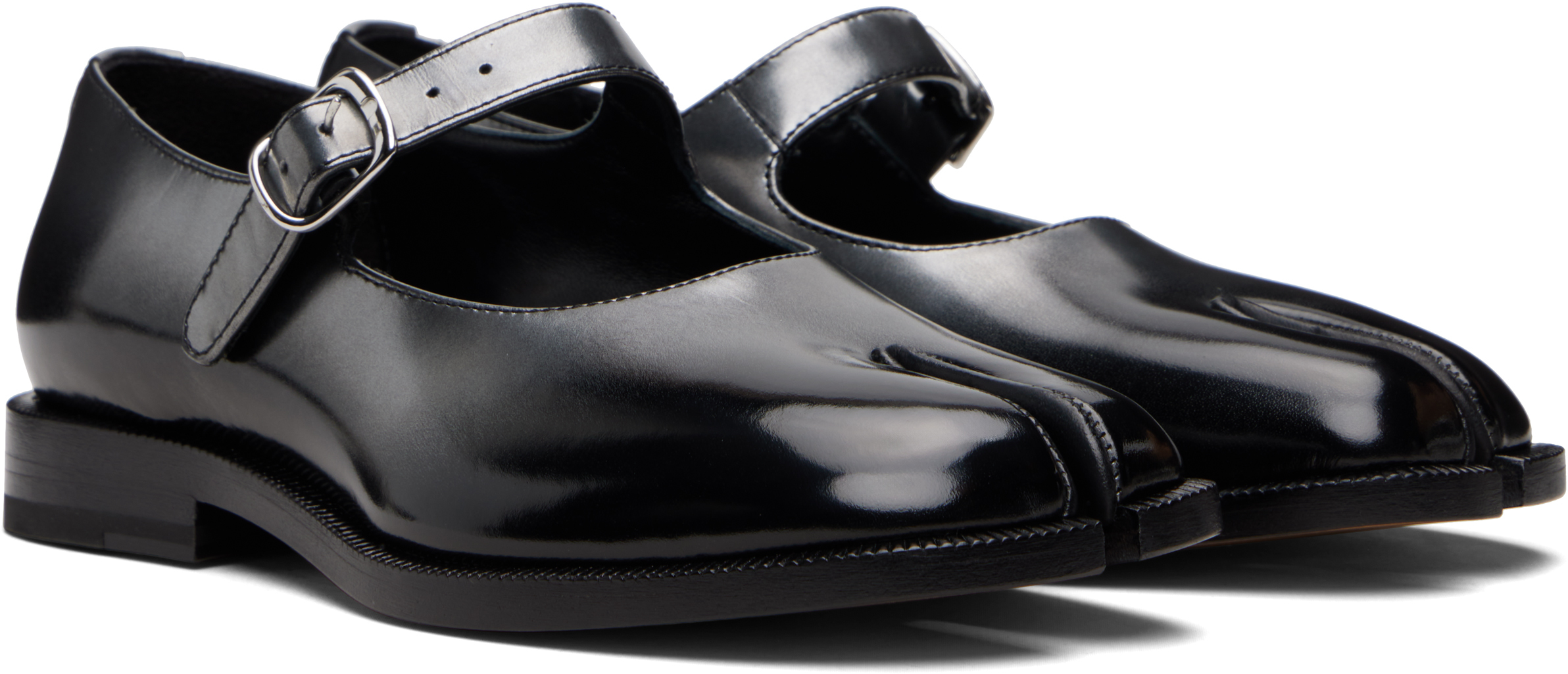 Maison Margiela Mary Jane Mini Heel Shoes With Buckle Strap In Black