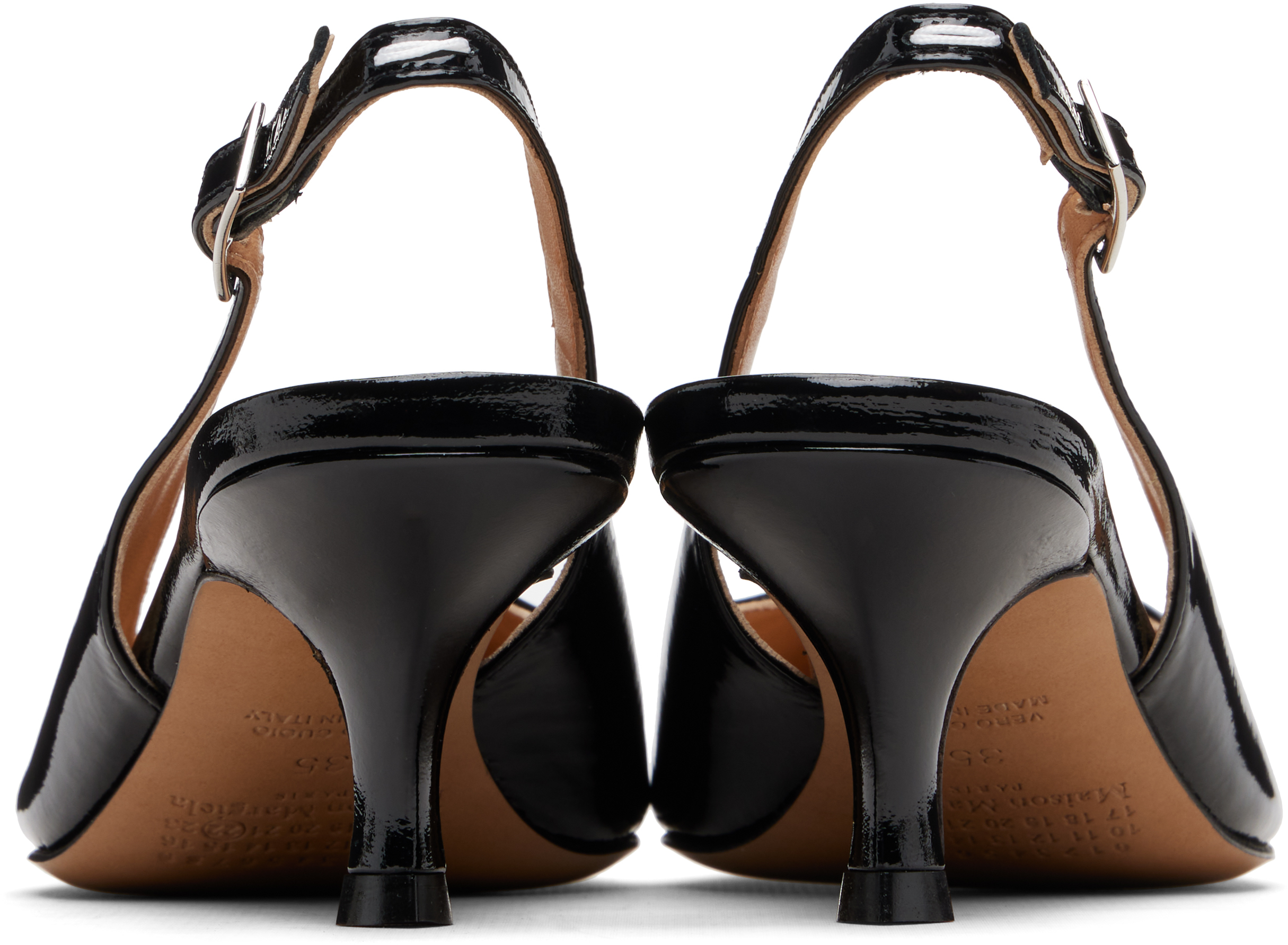 Maison Margiela Black Kinkies Slingback Heels In Black