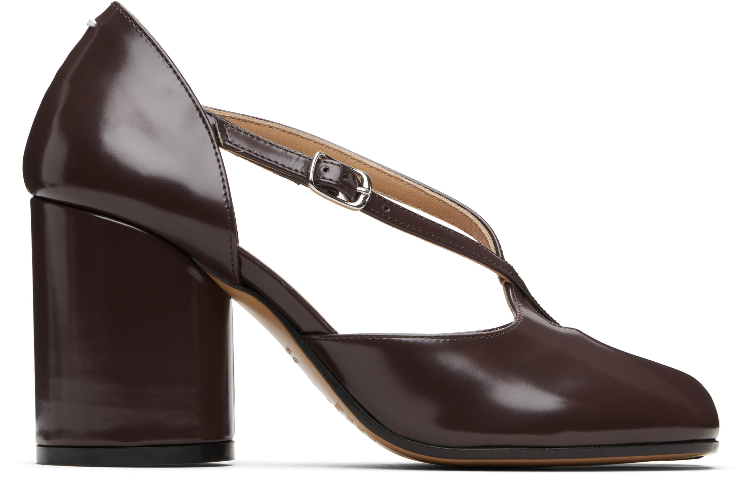 Maison Margiela: Brown Tabi Décolleté Heeled Sandals | SSENSE