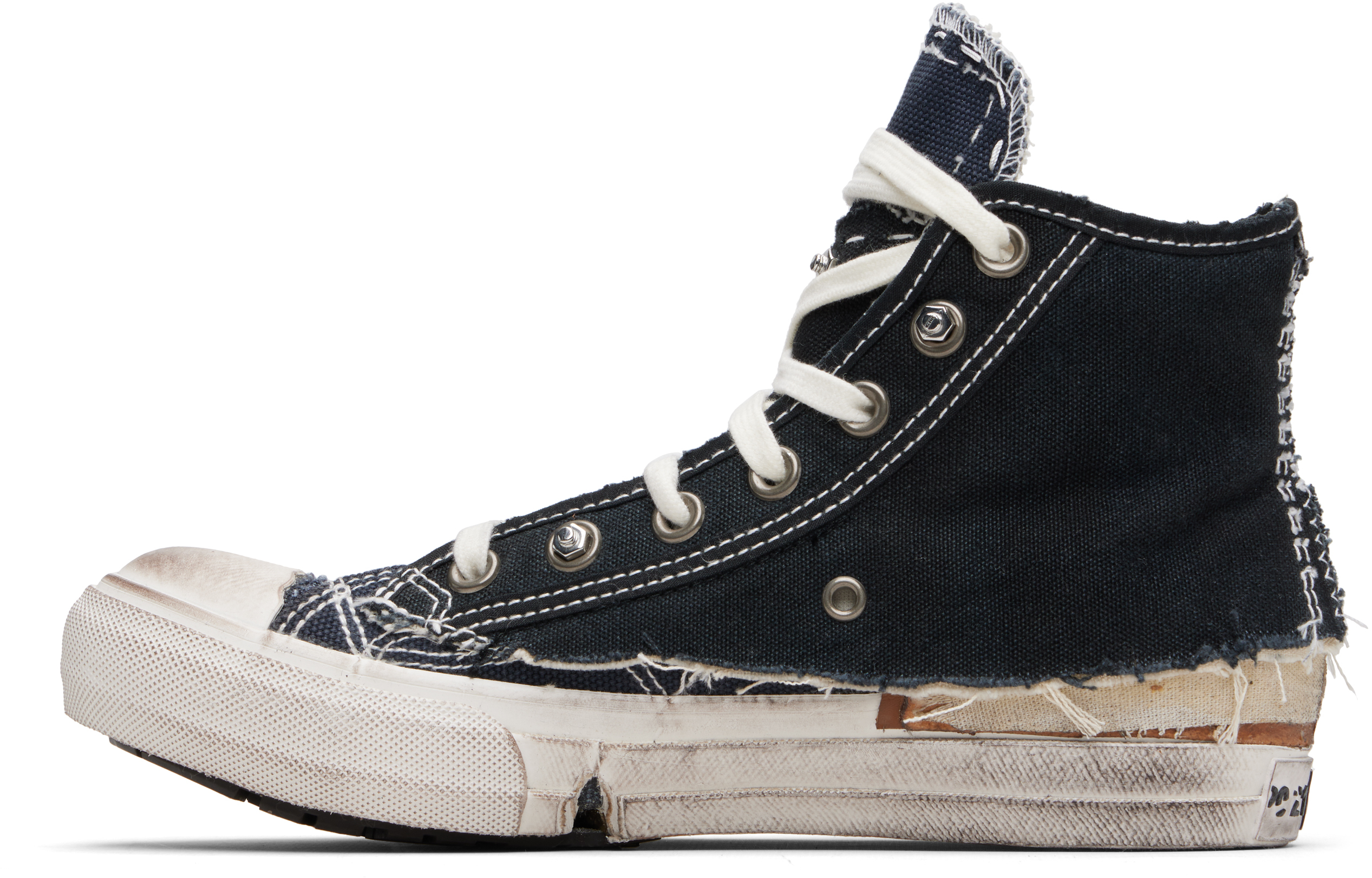 Maison Margiela Midnight Blue Canvas Loved To Death Sneakers In Black