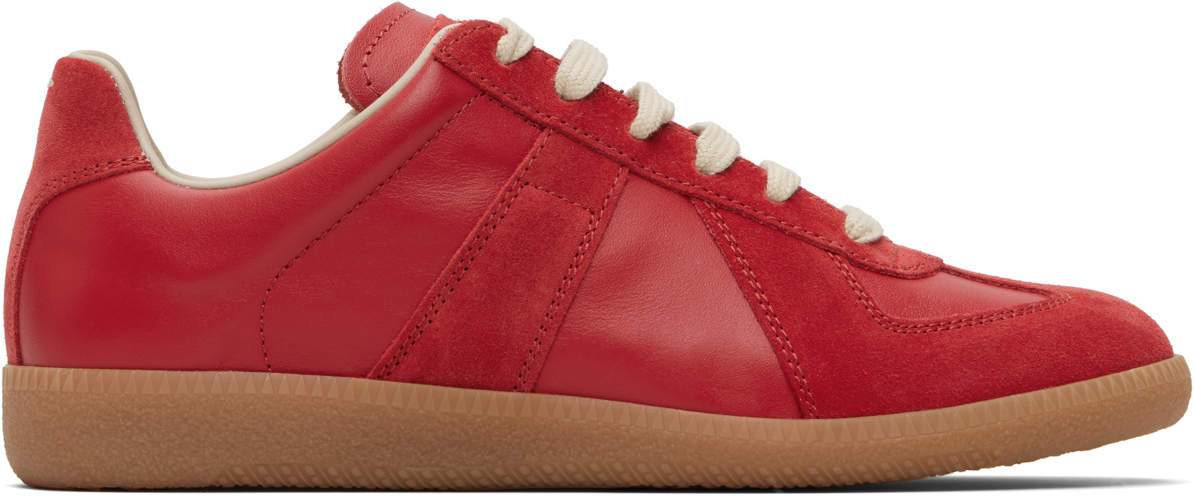 Baskets MAISON MARTIN MARGIELA Rouge Métallisé - Taille US 9.5 / EUR 42.5, Cuir, Occasion