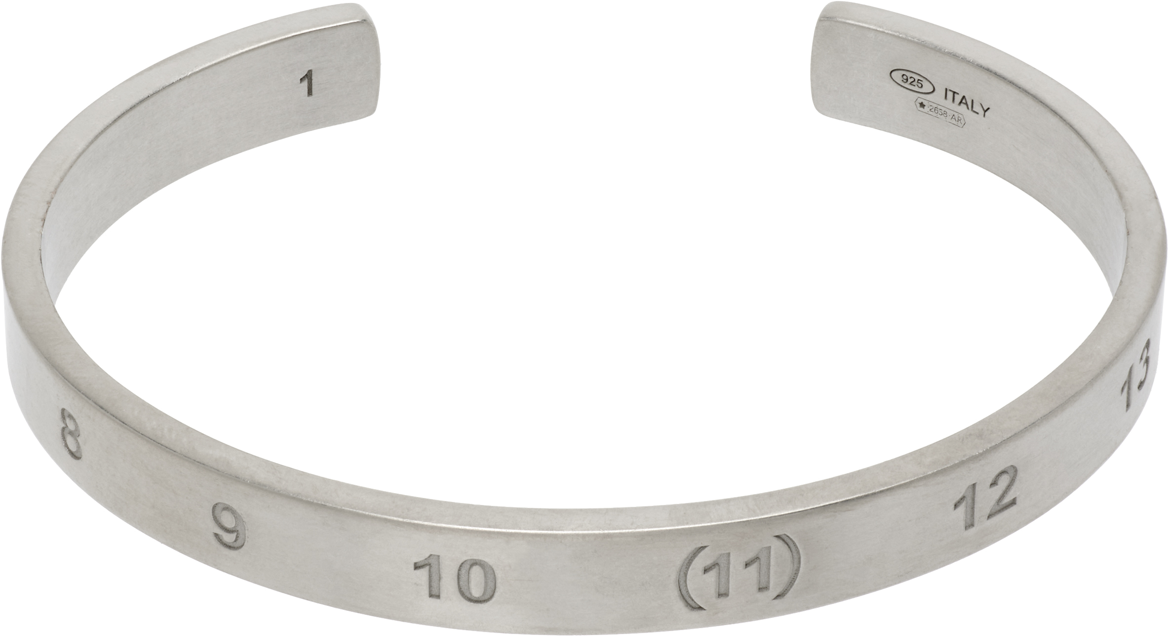 ブレスレット MM6 MAISON MARGIELA Numeric Minimal Signature Cuff Bracelet MM6 Maison Margiela Silver Numeric Minimal Signature Cuff