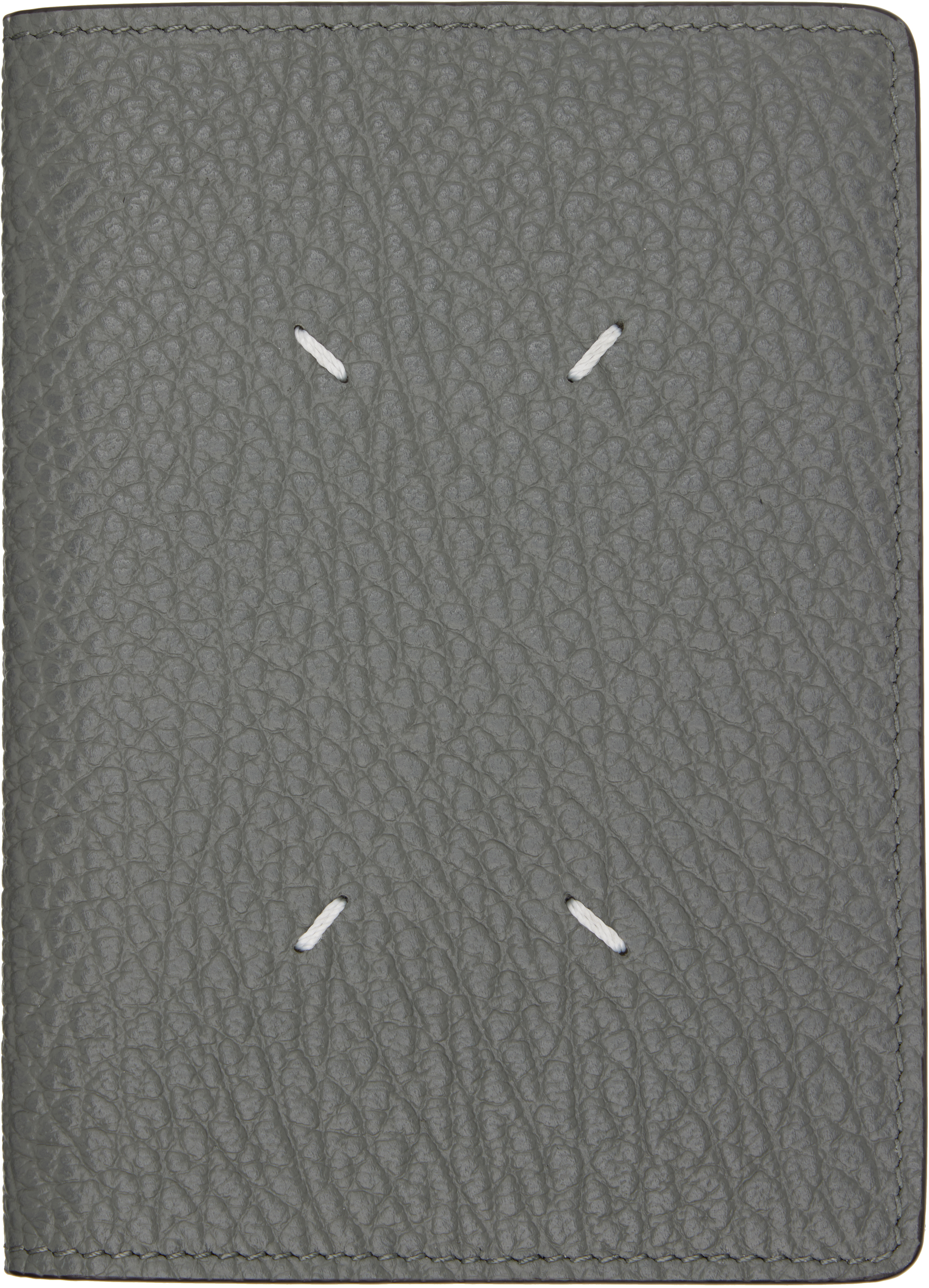 Maison Margiela Blue Calfskin Passport Holder In Gray