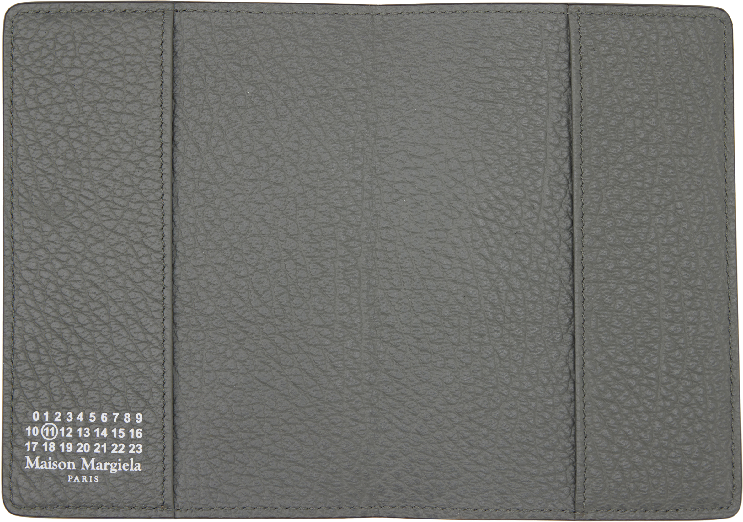 Maison Margiela Blue Calfskin Passport Holder In Gray