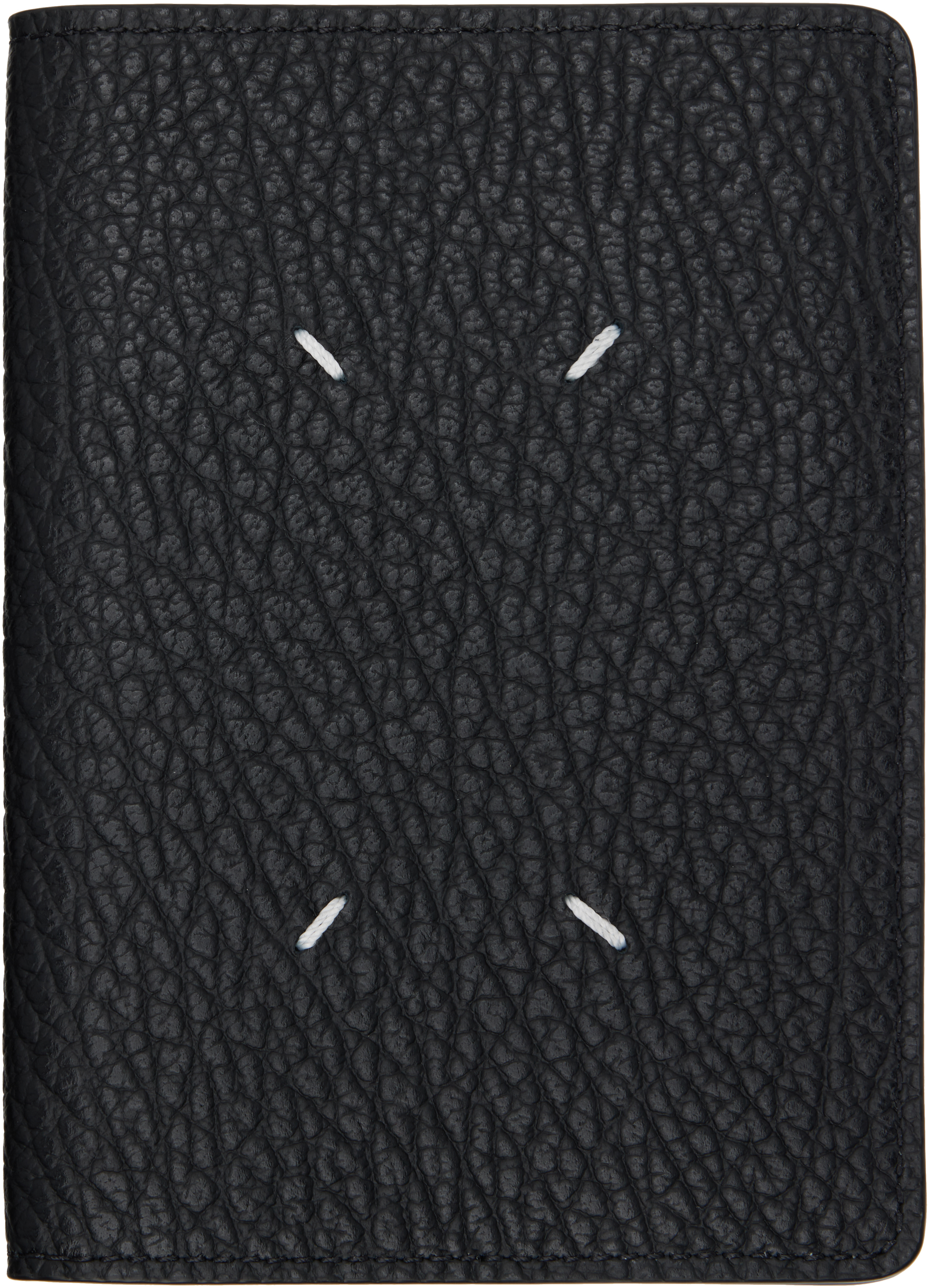 Maison Margiela Black Calfskin Passport Holder In Black