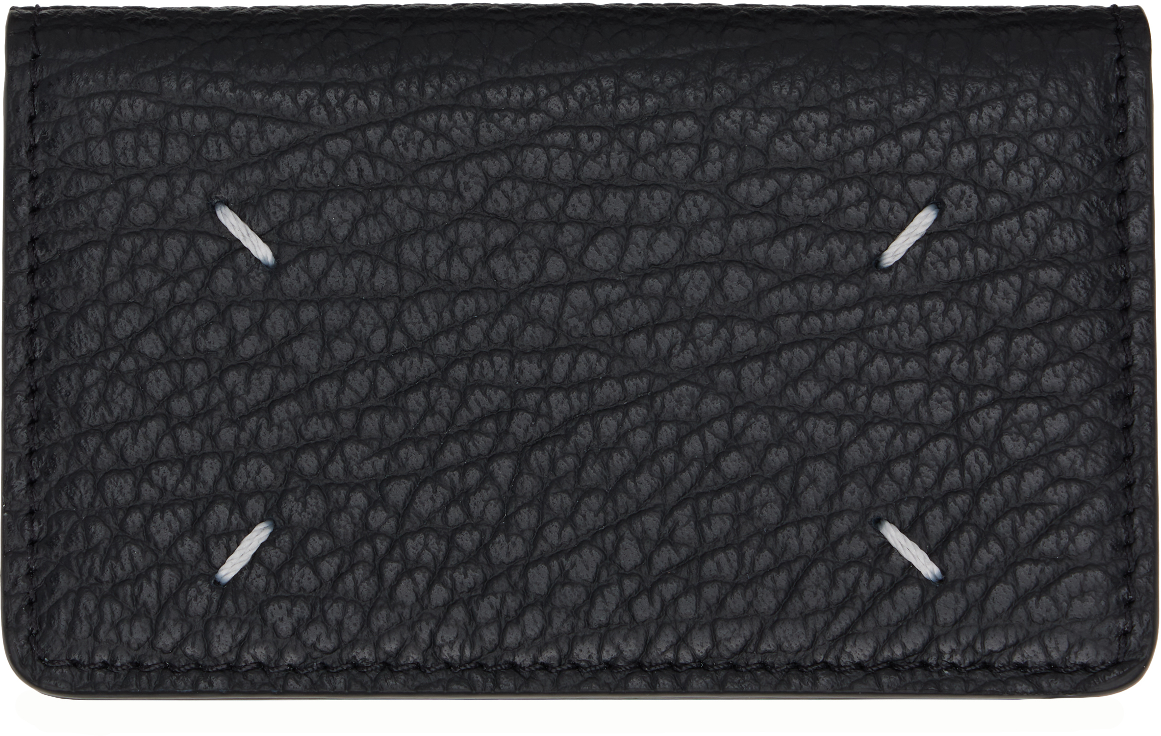 Black Grained Leather Card Holder