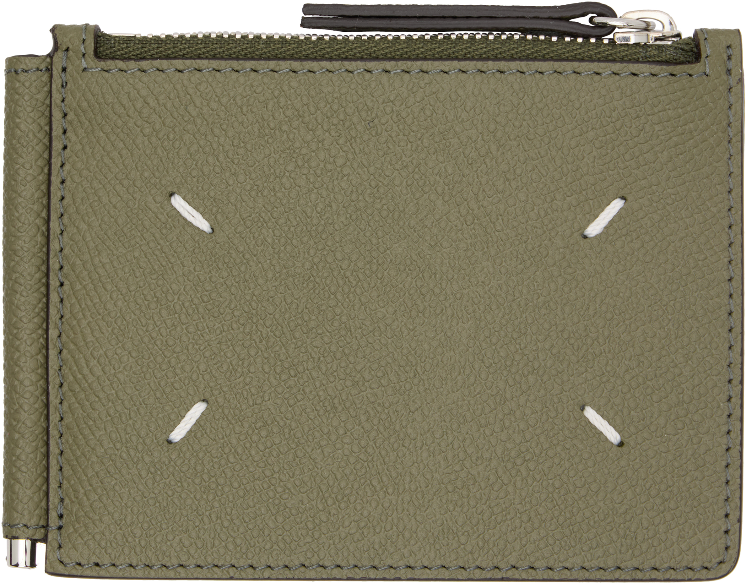 Maison Margiela Khaki Four Stitches Wallet In Green