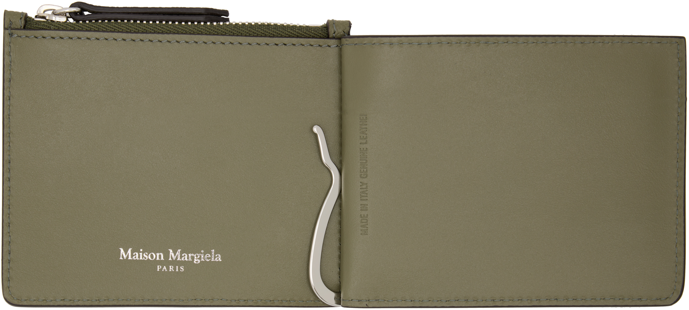 Maison Margiela Khaki Four Stitches Wallet In Green