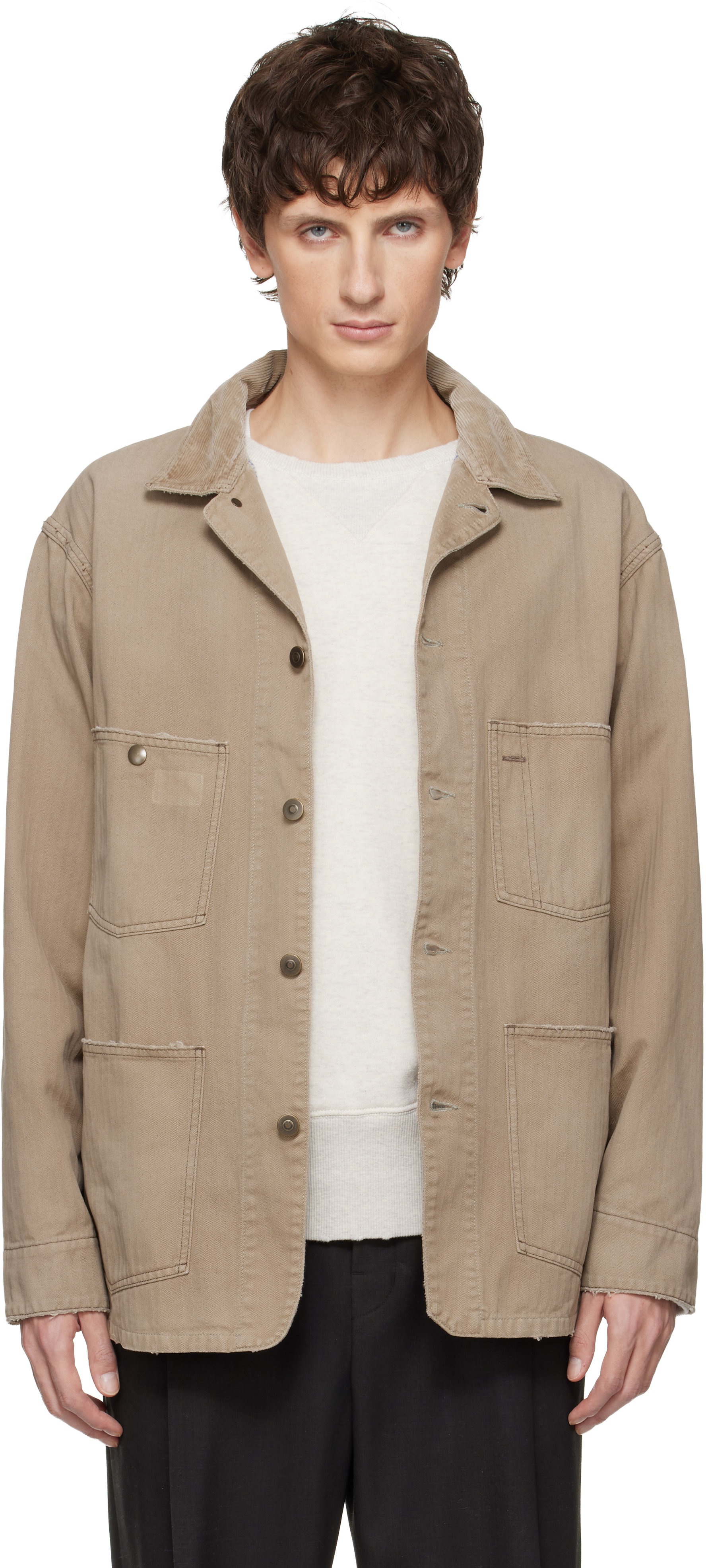 Maison Margielaのベージュ ヘリンボーン ワークジャケットがセール中