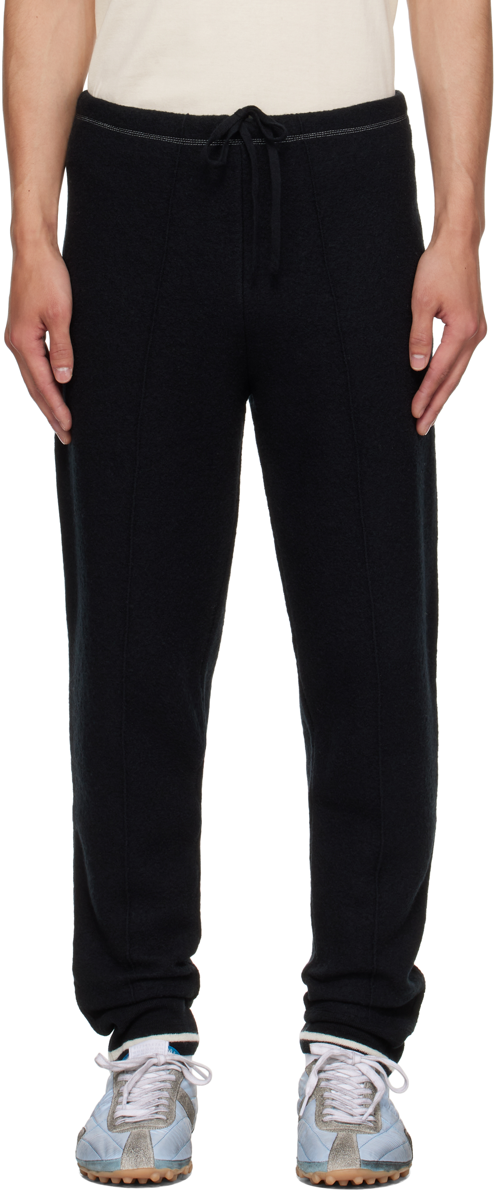 Maison Margiela: Black Wool Track Pants | SSENSE