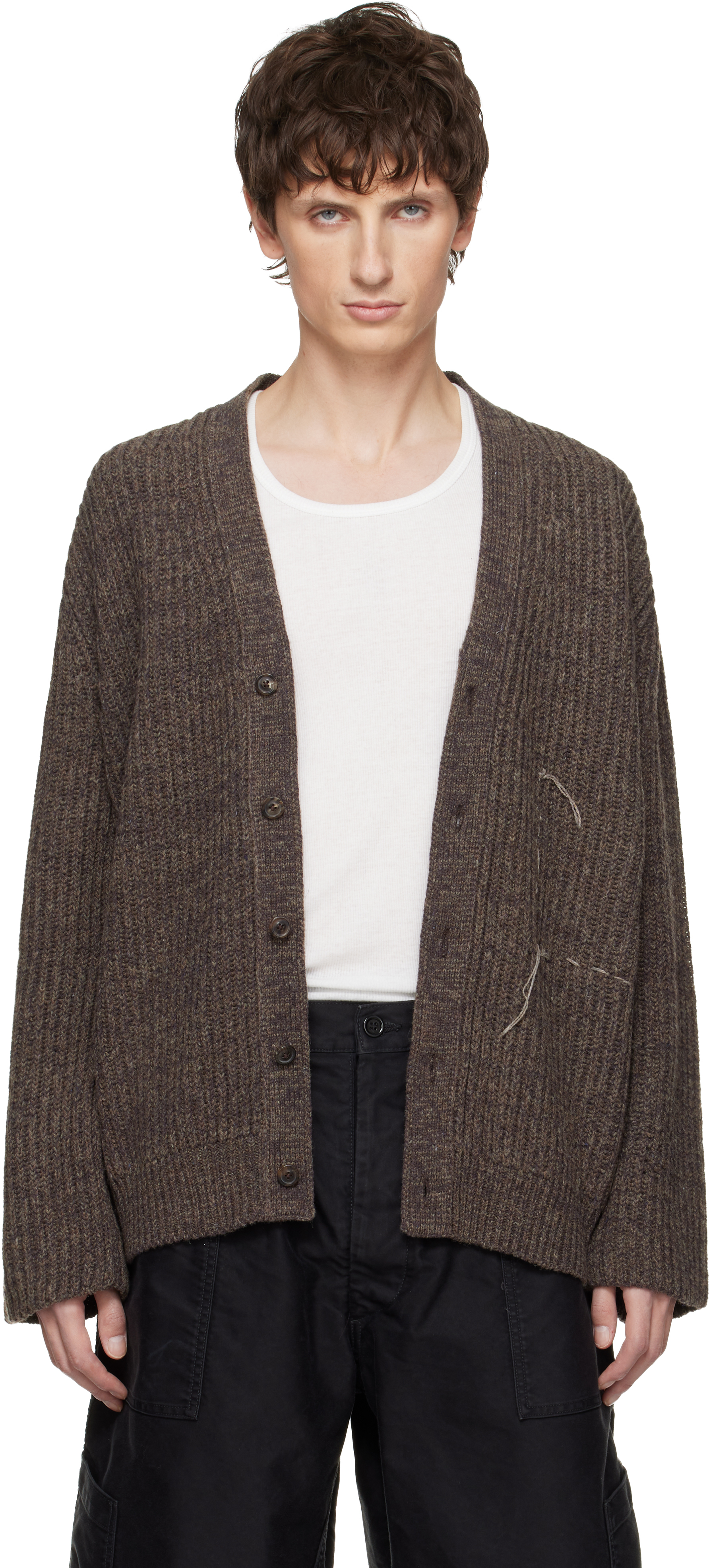 Maison Margiela: Brown Wool Cardigan | SSENSE