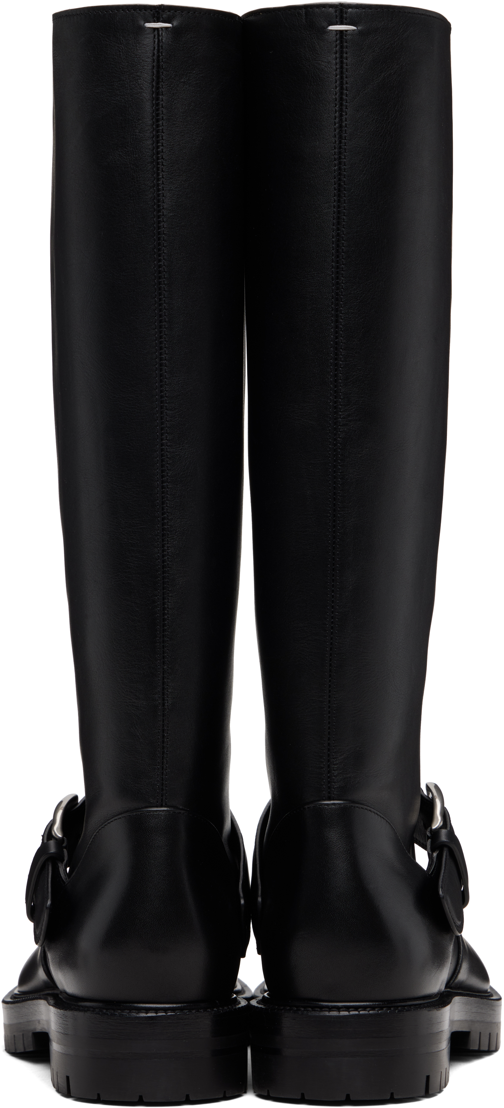 Maison Margiela Knee-high Tabi Boots Featuring Buckle Detail In Black