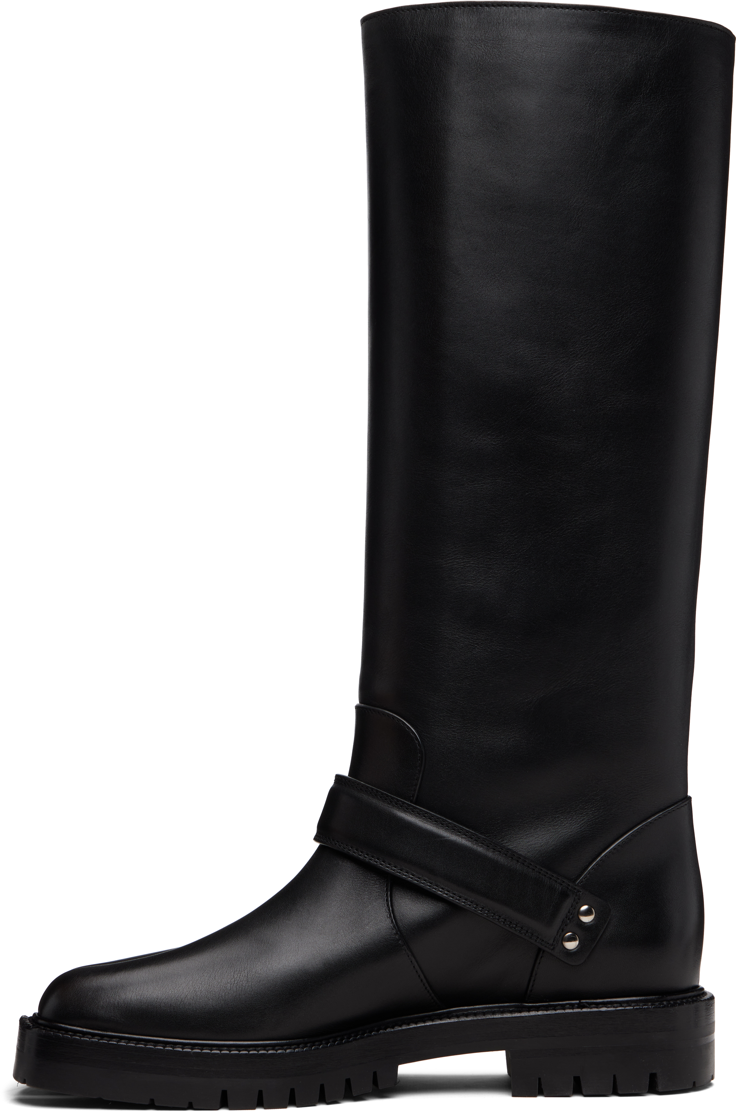 Maison Margiela Knee-high Tabi Boots Featuring Buckle Detail In Black