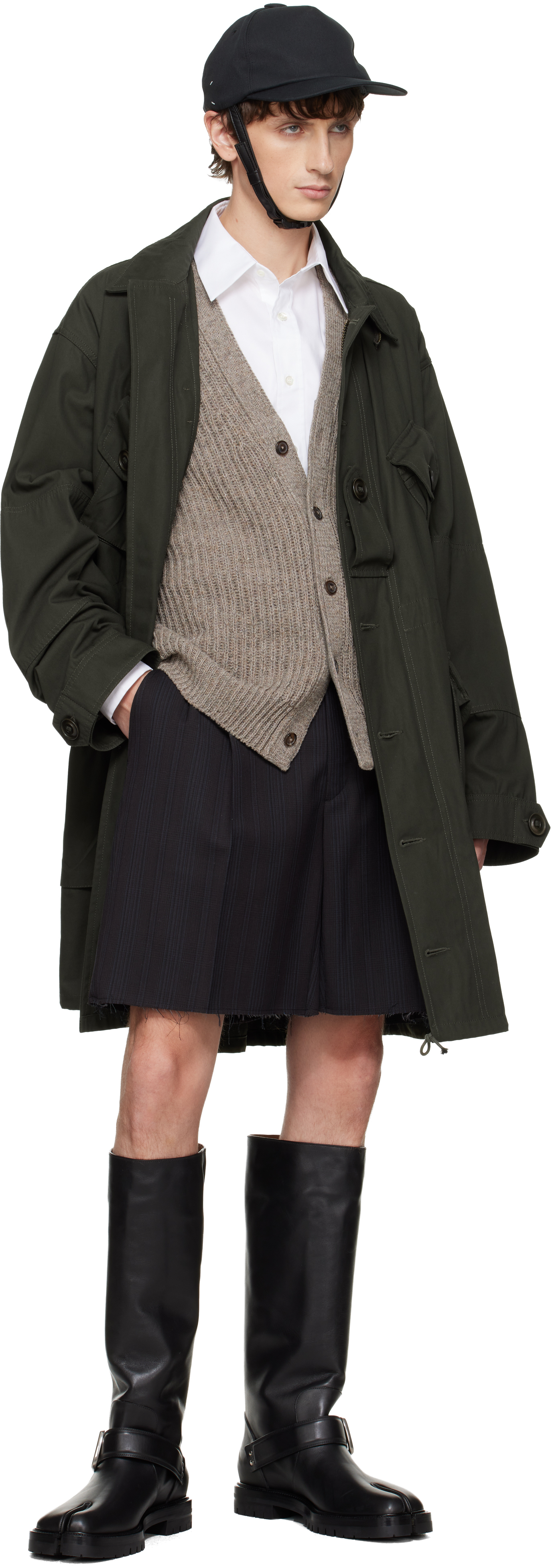 Maison Margiela Knee-high Tabi Boots Featuring Buckle Detail In Black