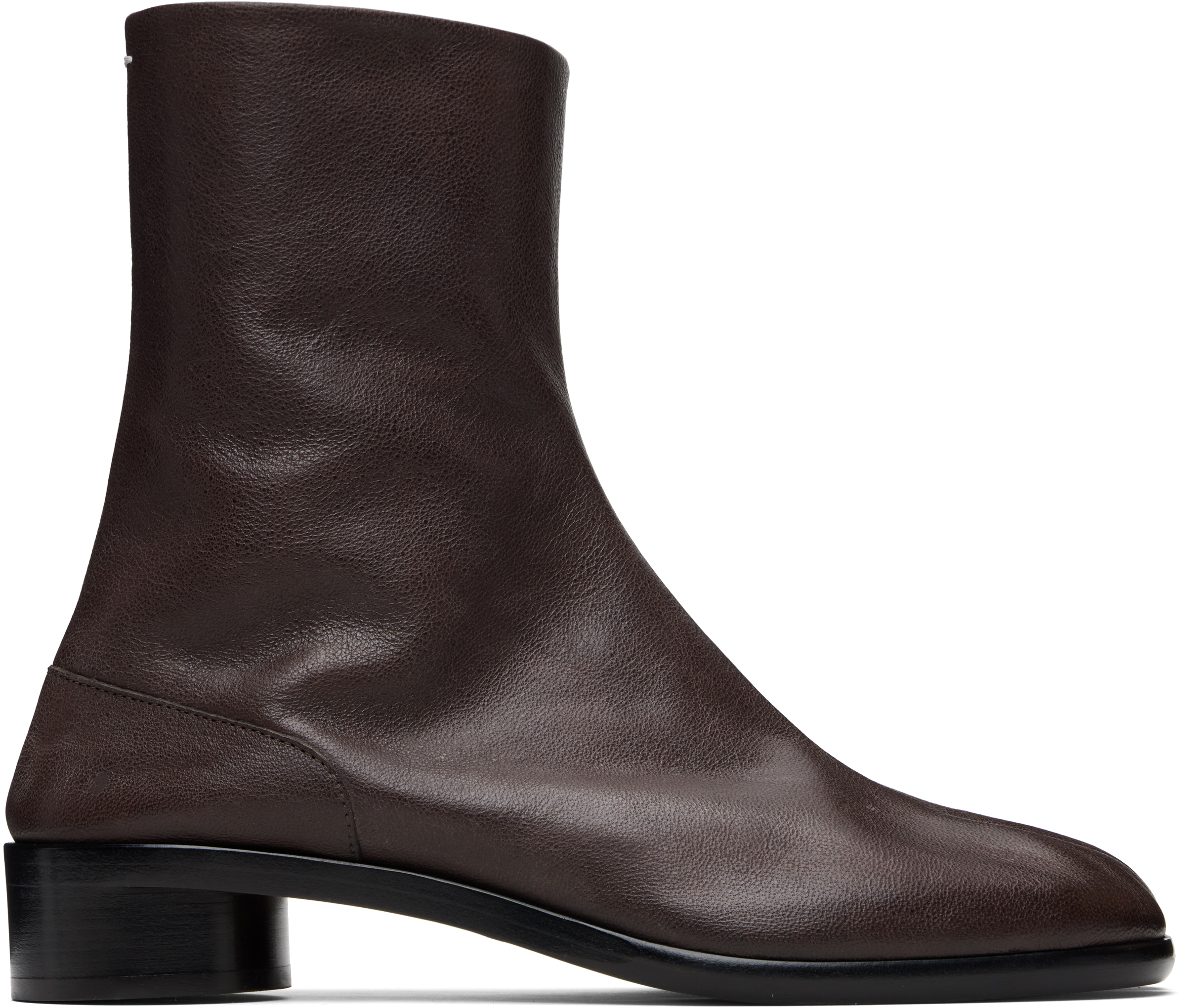 Maison Margiela Brown Leather Tabi Ankle Boots