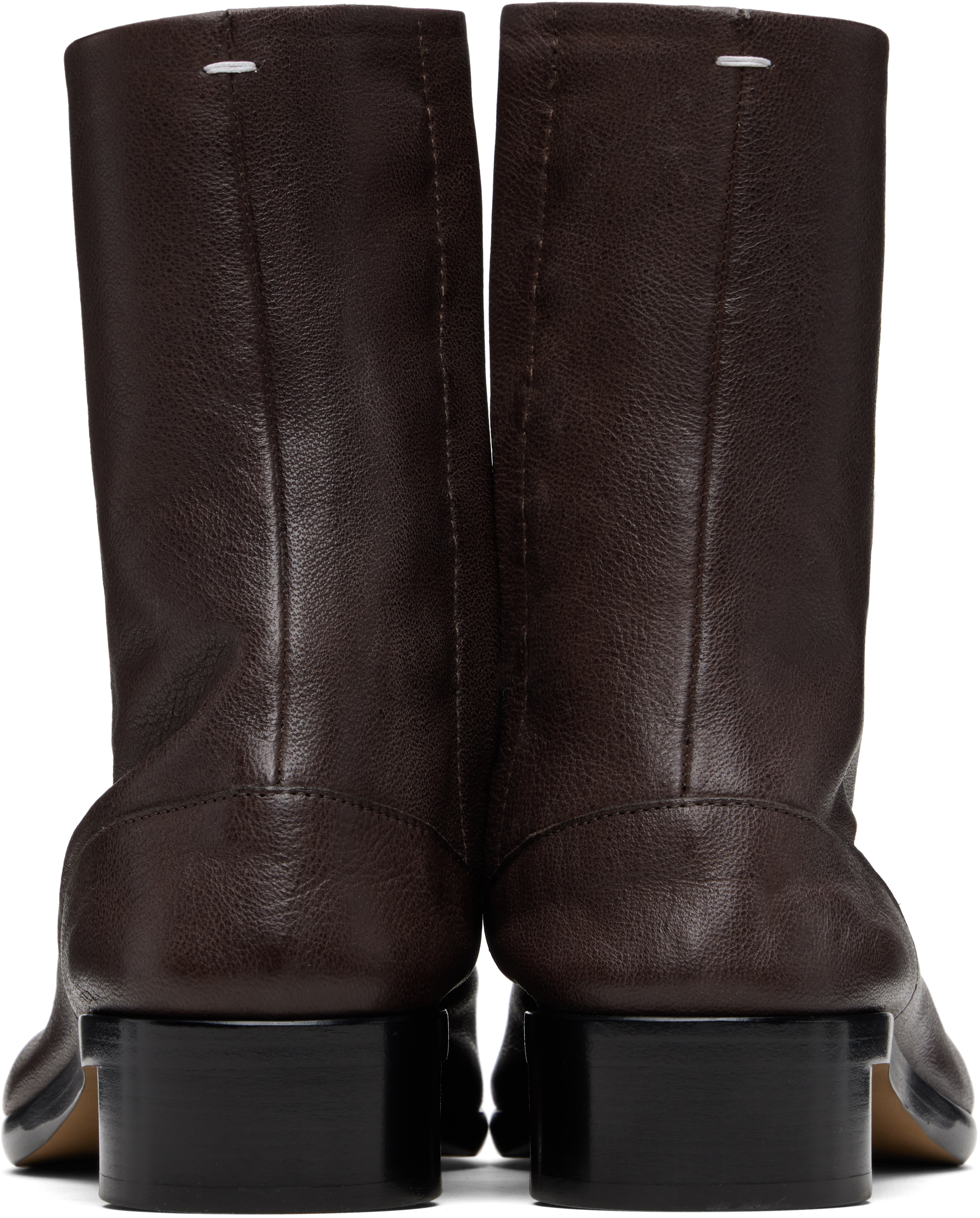 Maison Margiela Brown Leather Tabi Ankle Boots