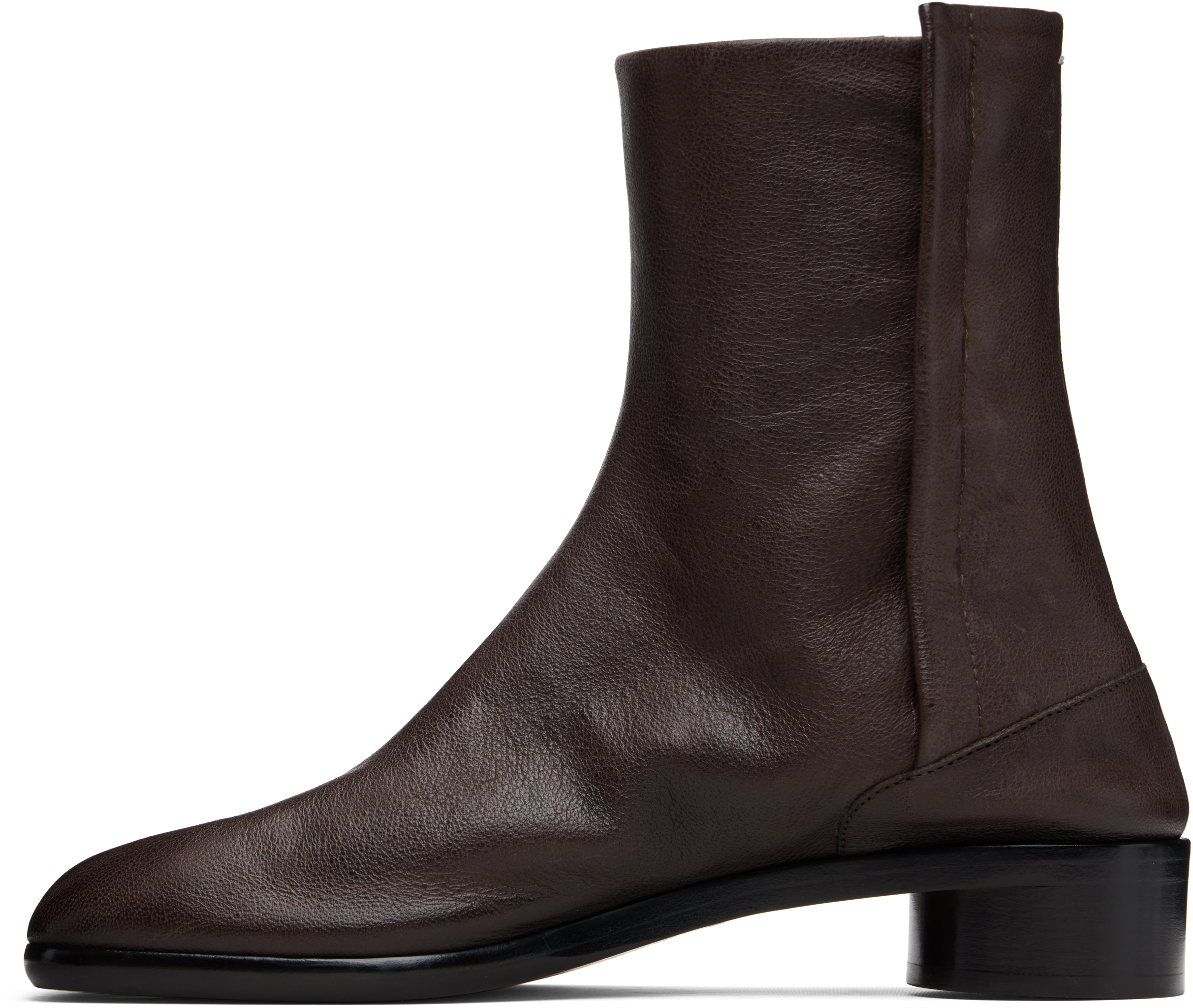 Maison Margiela Brown Leather Tabi Ankle Boots