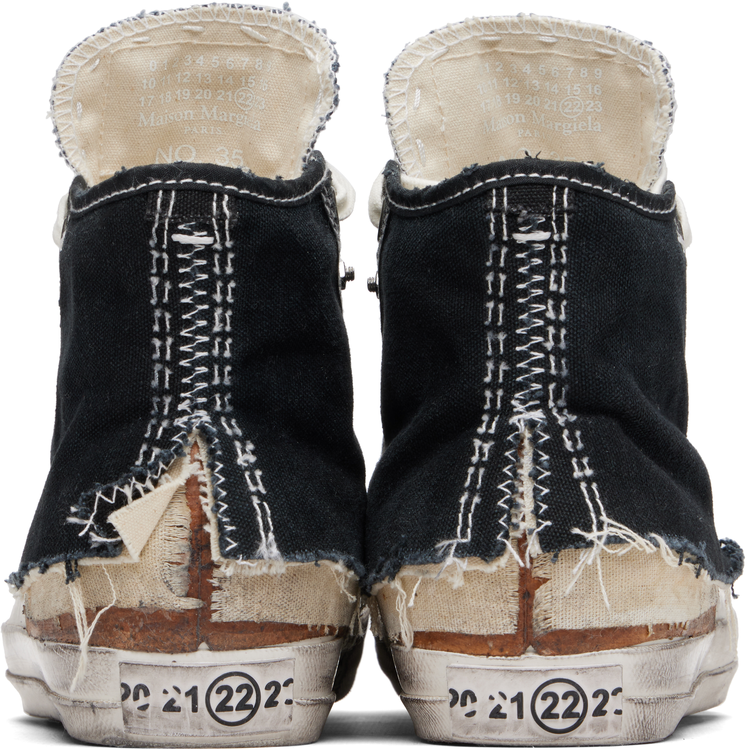 Maison Margiela Men High-top Sneakers With A Distressed Effect In Multi