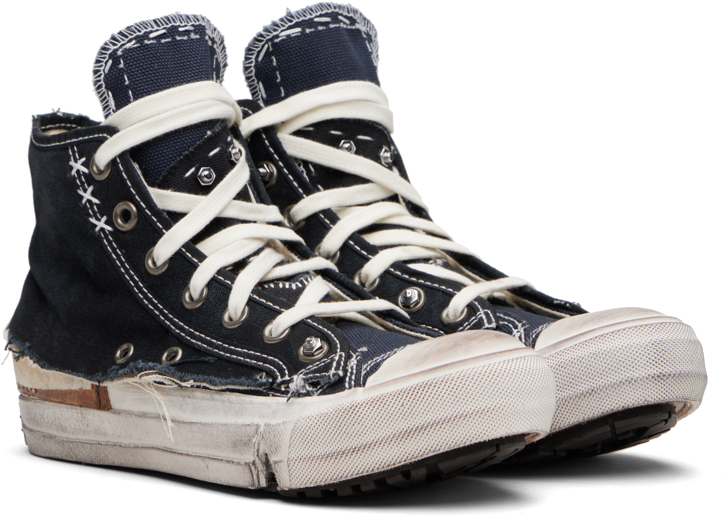 Maison Margiela Men High-top Sneakers With A Distressed Effect In Multi