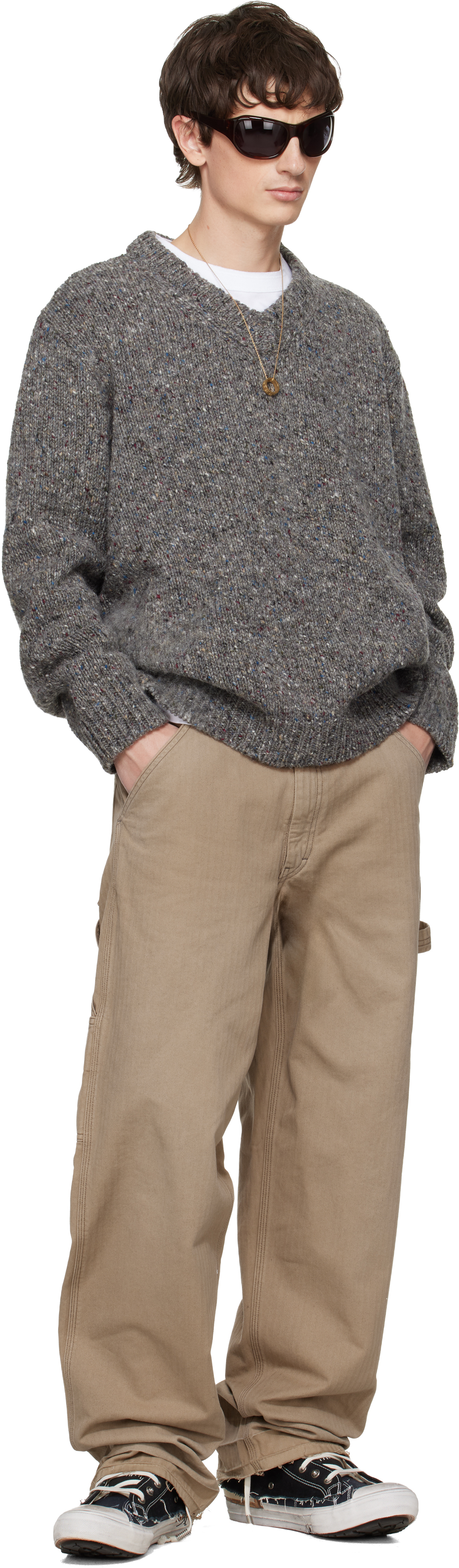 Maison Margiela Men High-top Sneakers With A Distressed Effect In Multi