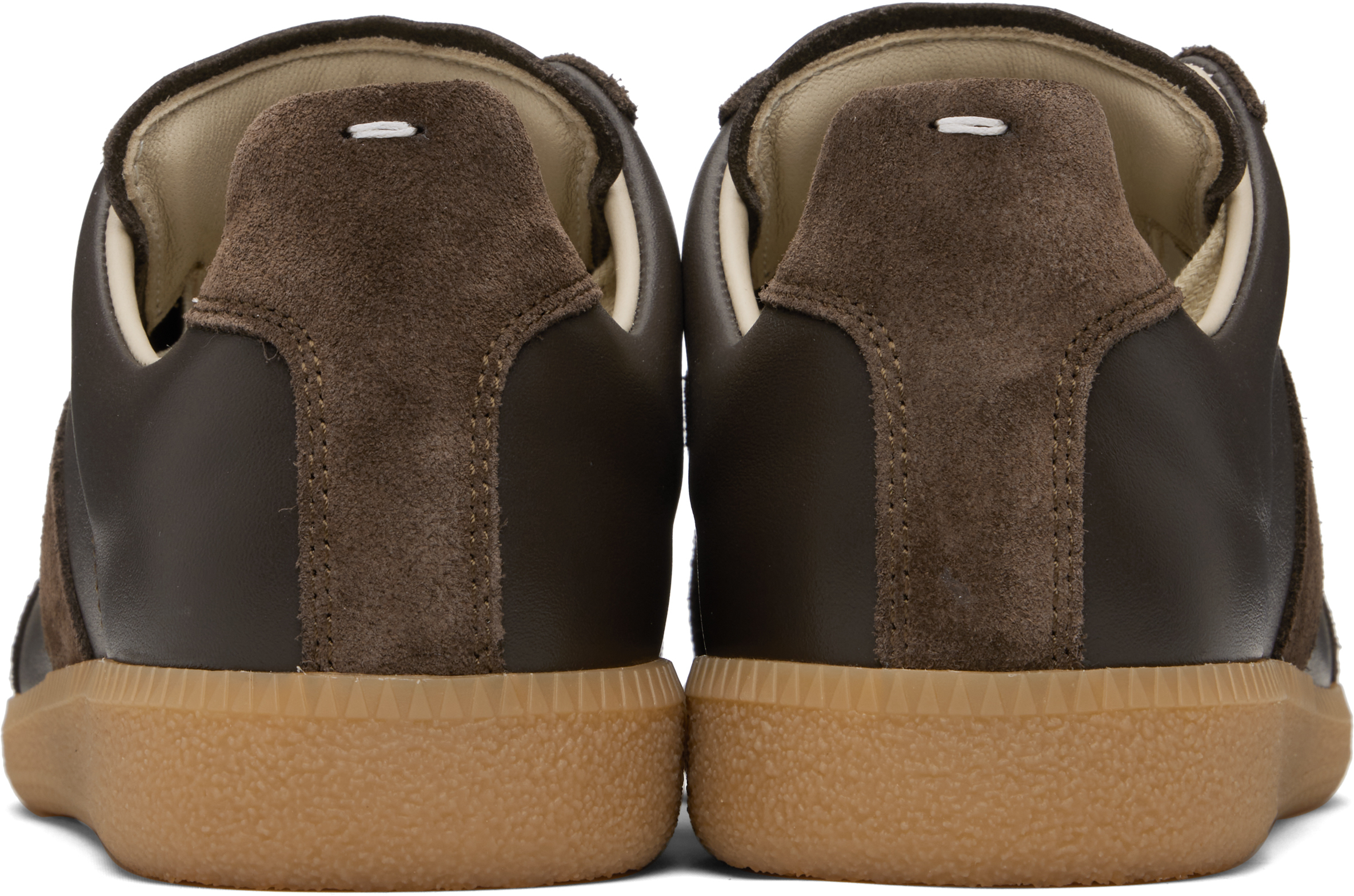 Maison Margiela Low-top Sneakers Featuring Suede Panels In Brown
