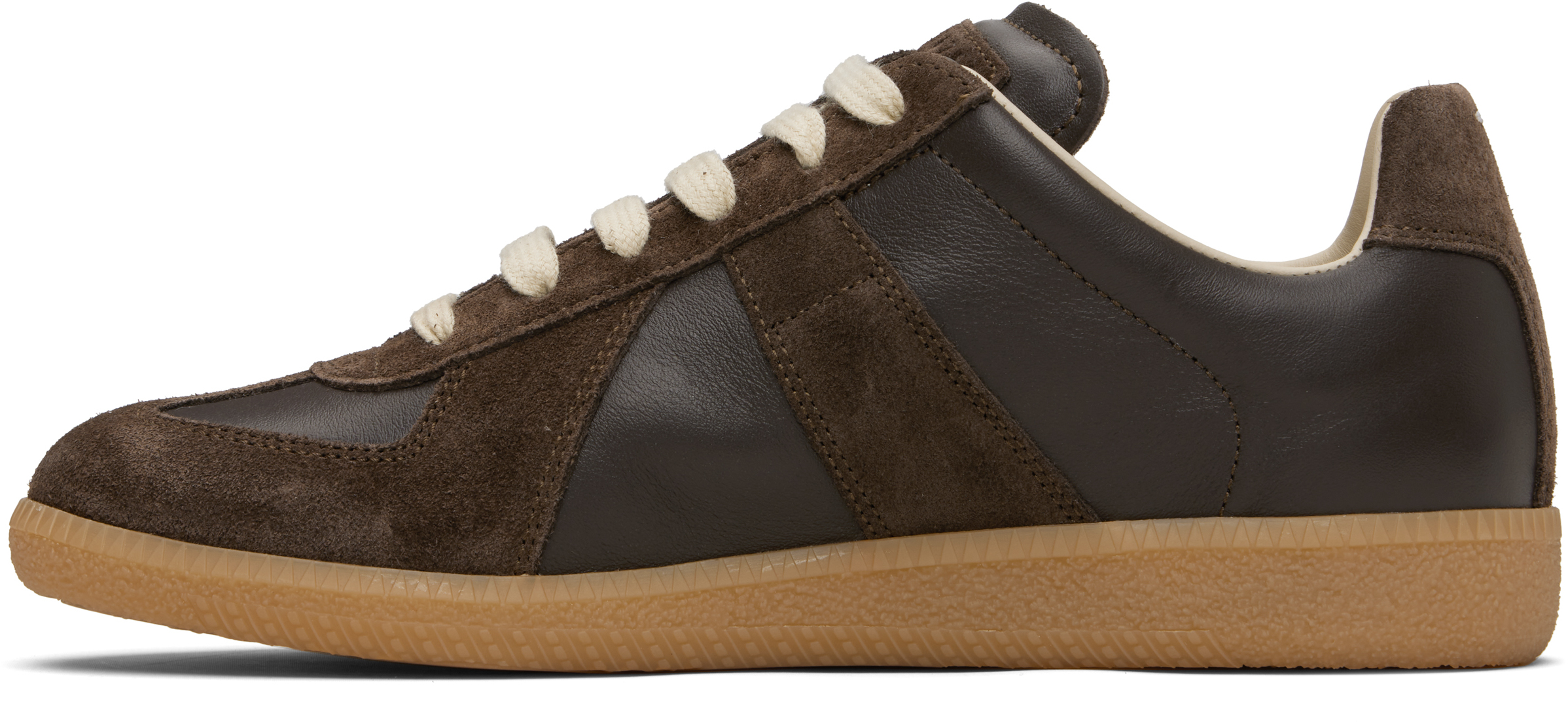 Maison Margiela Low-top Sneakers Featuring Suede Panels In Brown