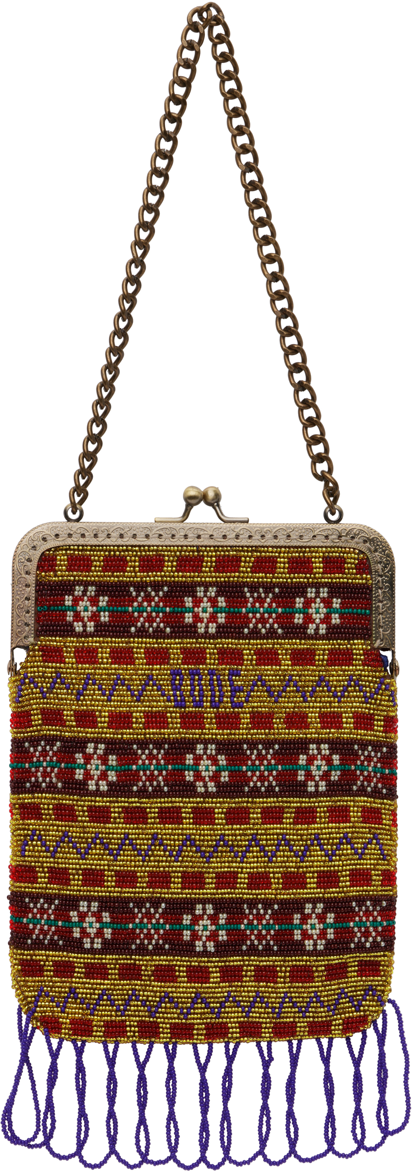 【関税込み】Bode マルチカラー Beaded Bracken Frame バッグ Bode: Multicolor Beaded Bracken Frame Bag | SSENSE