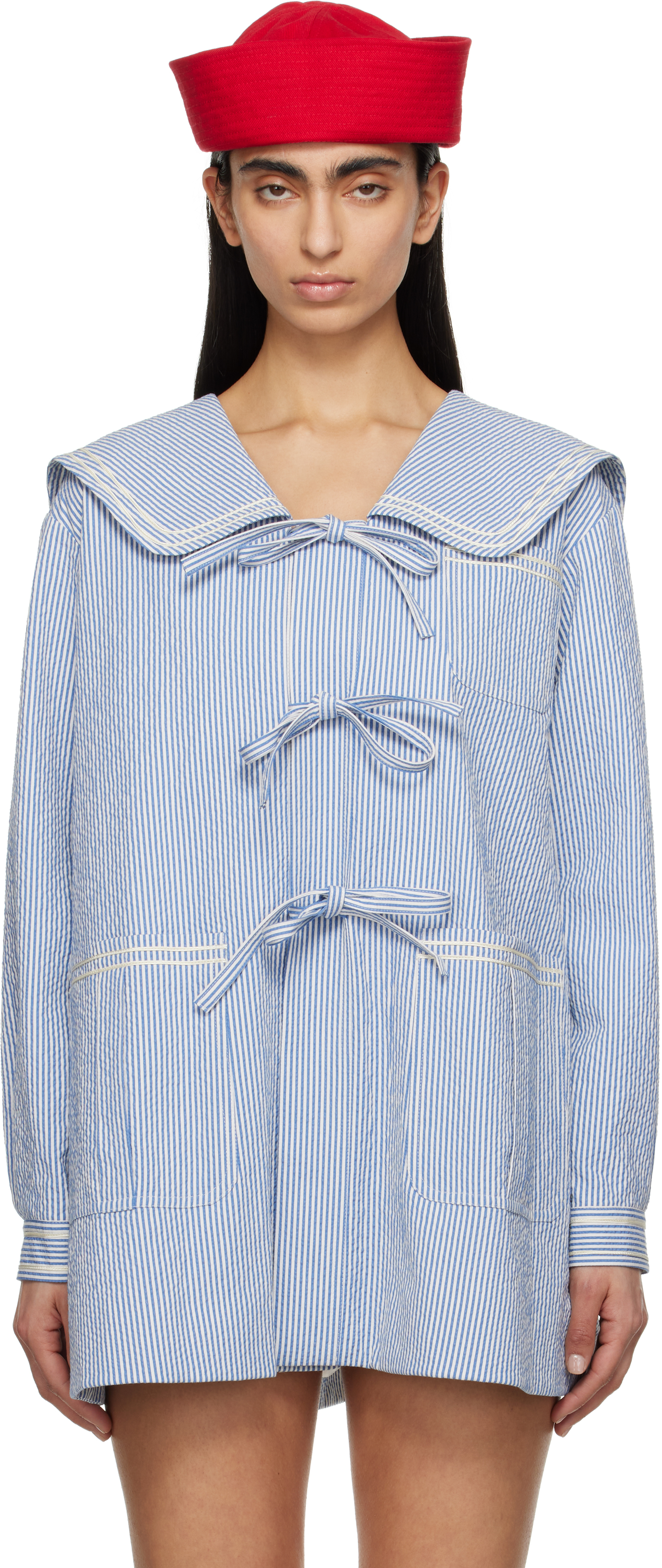 Blue Club Stripe Sailor Coat