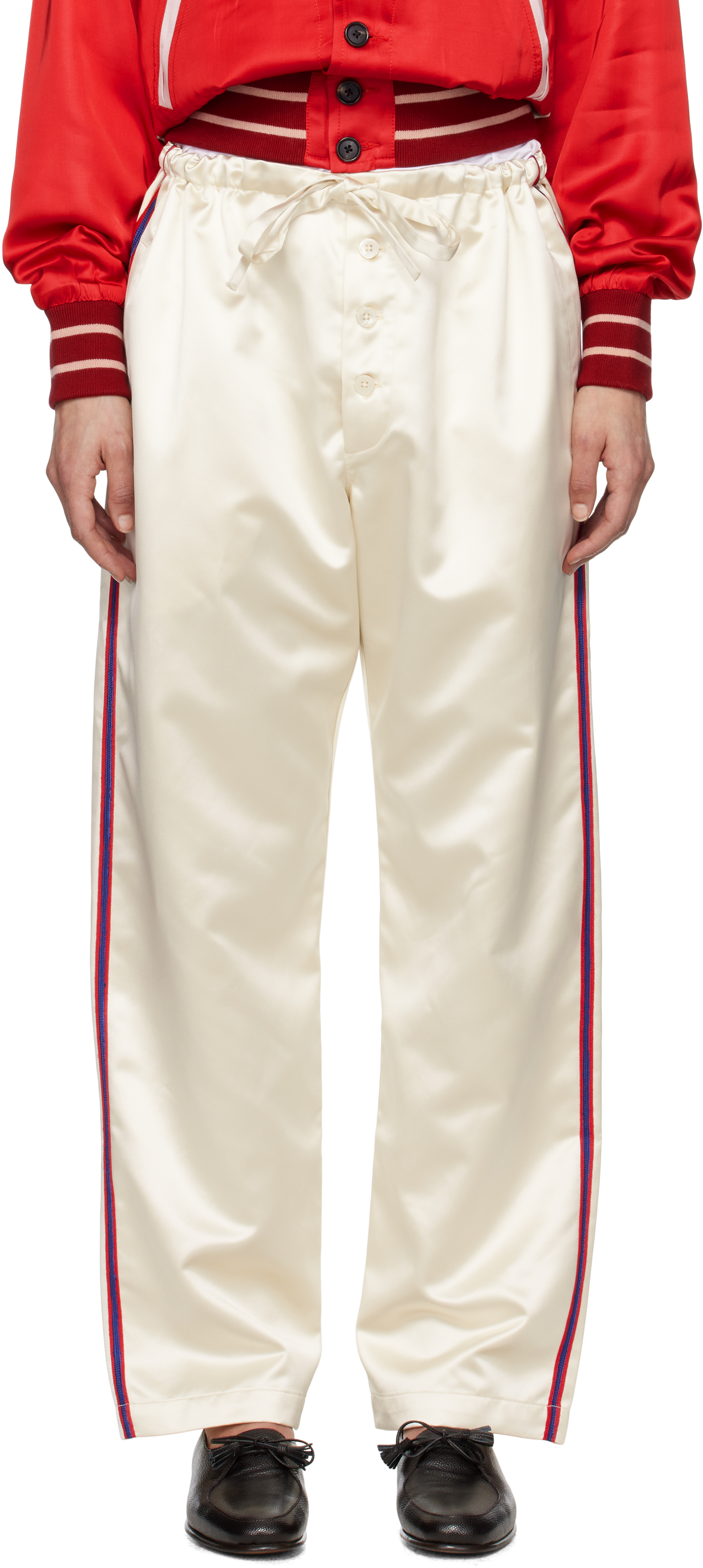 【関税込み】Bode オフホワイト Redtail Pajama トラウザーズ Bode: オフホワイト Redtail Pajama トラウザーズ | SSENSE 日本