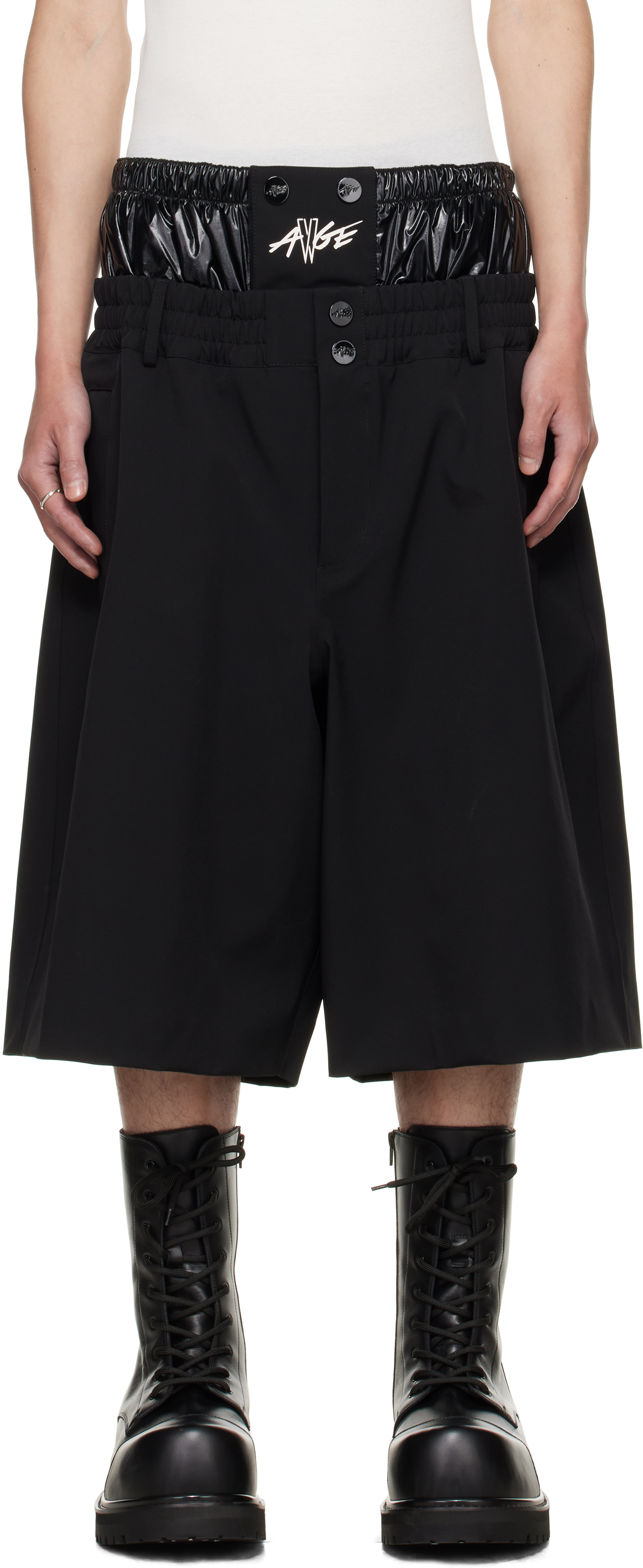 Moncler Genius Black Nylon Blend Bermuda Shorts In Black