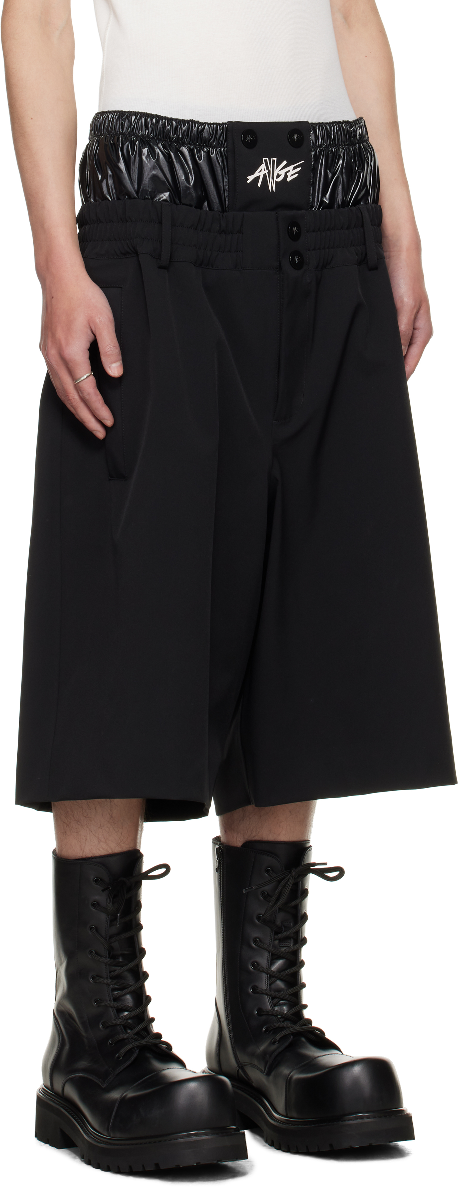 Moncler Genius Black Nylon Blend Bermuda Shorts In Black