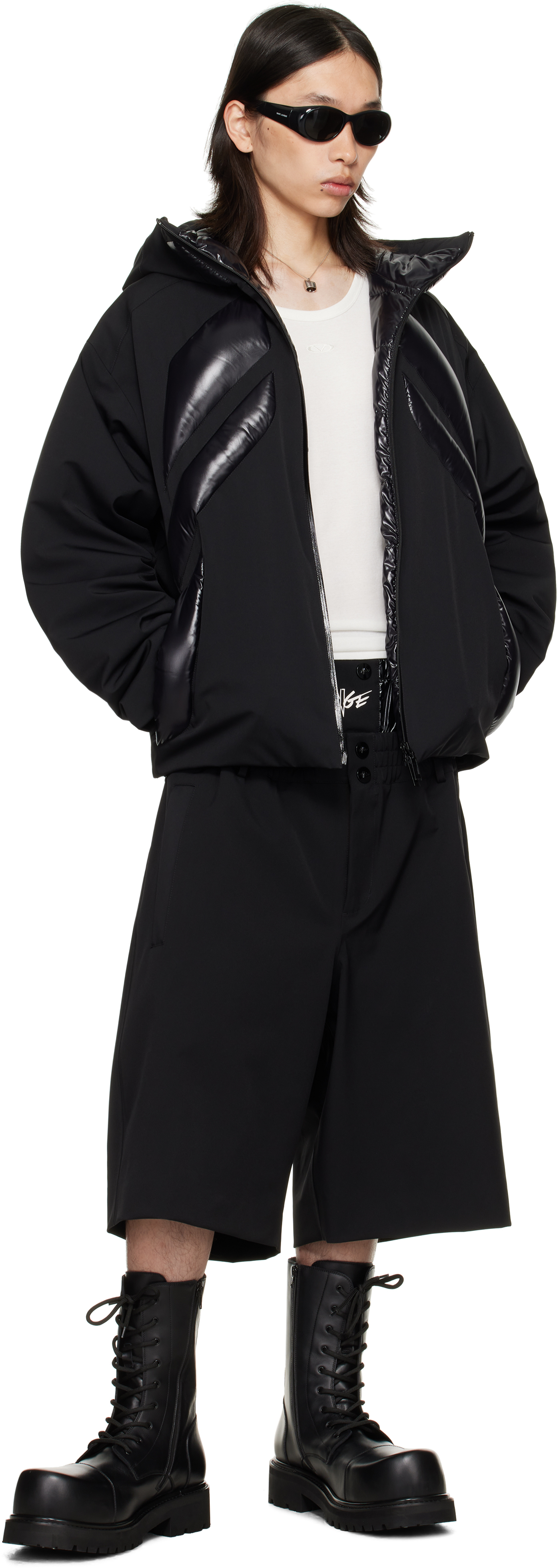 Moncler Genius Black Nylon Blend Bermuda Shorts In Black
