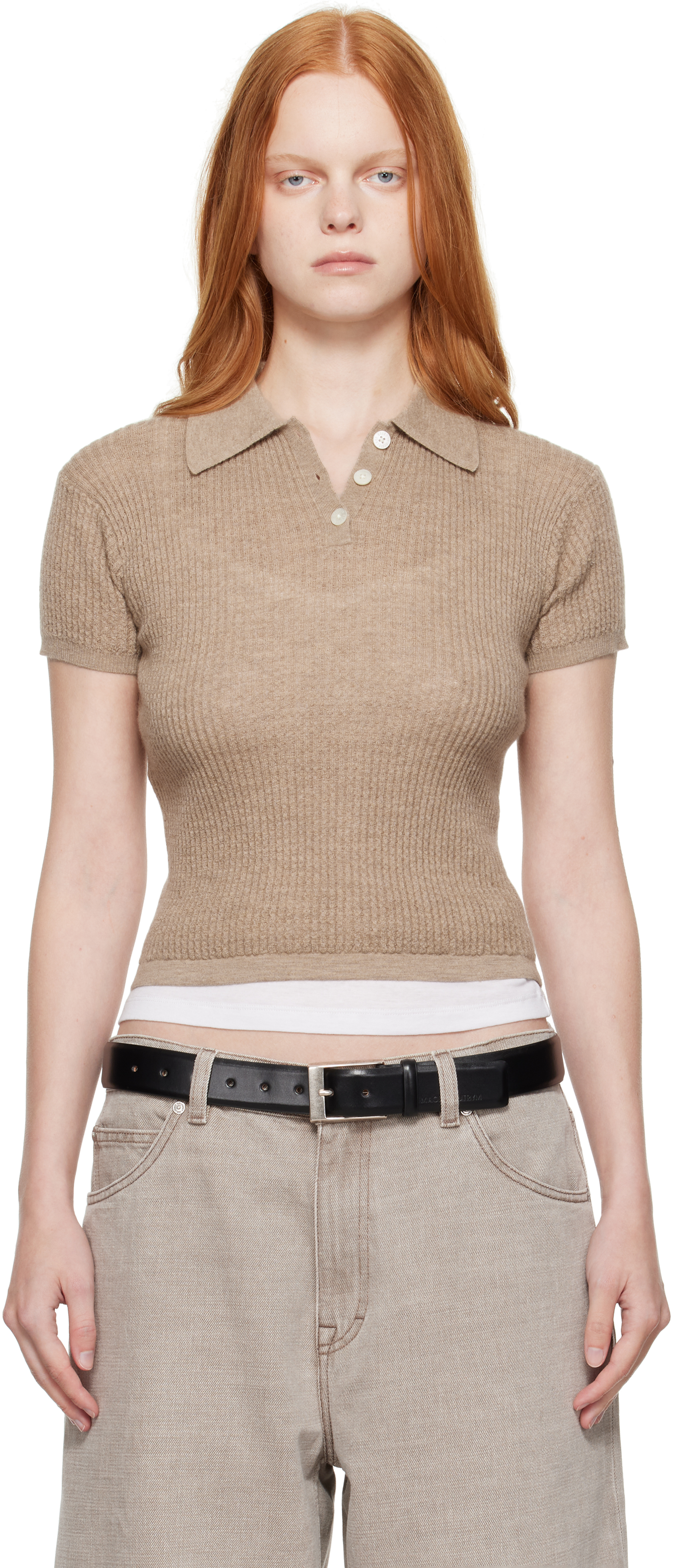Taupe Shrunken Polo