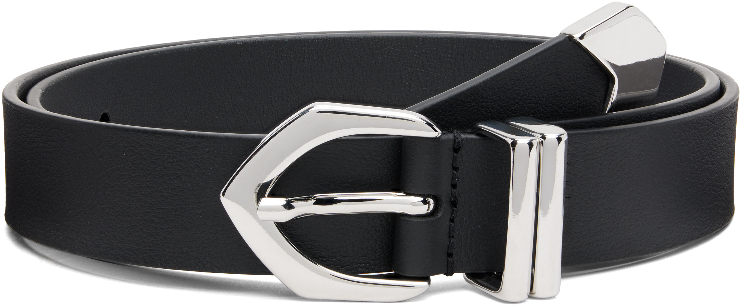 Black Skinny Nappa Calf Leather Belt