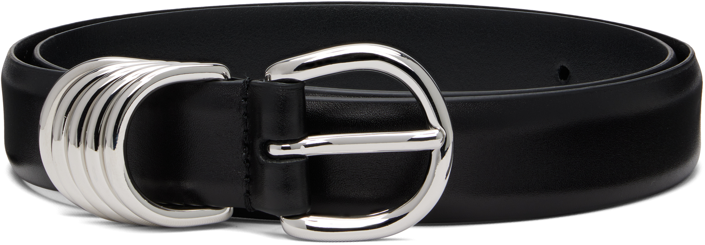 Black French Leather Ring Keeper Belt