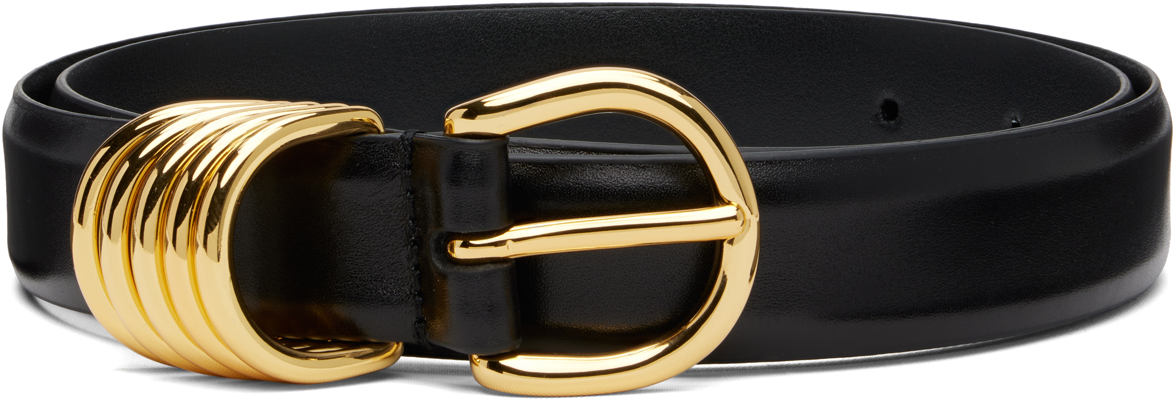 Black French Leather Ring Keeper Belt