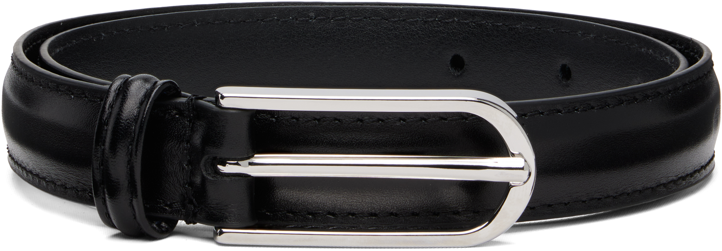 Anderson's: ブラック Skinny Formal Stitch レザーベルト