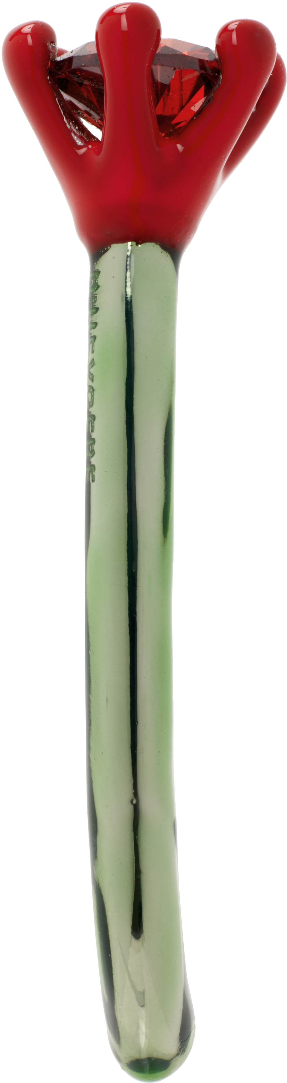 Green & Red Solitaire Rose Loop Single Earring