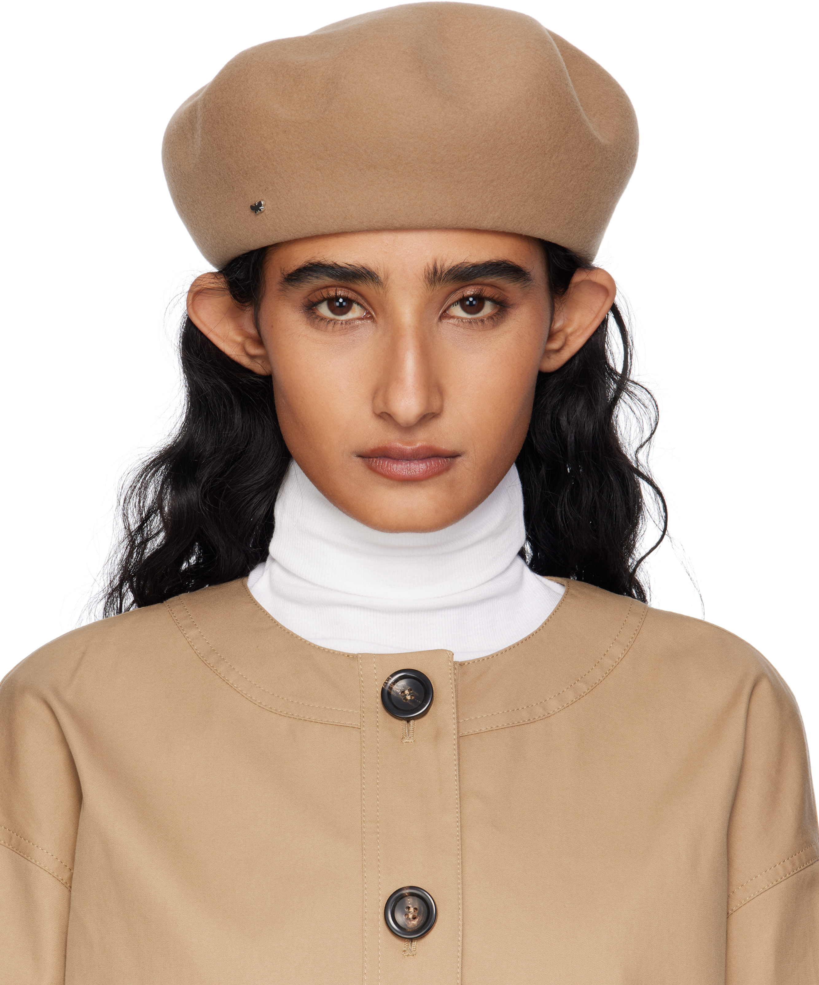 Weekend Max Mara: Tan Pitti Beret | SSENSE display picture 3