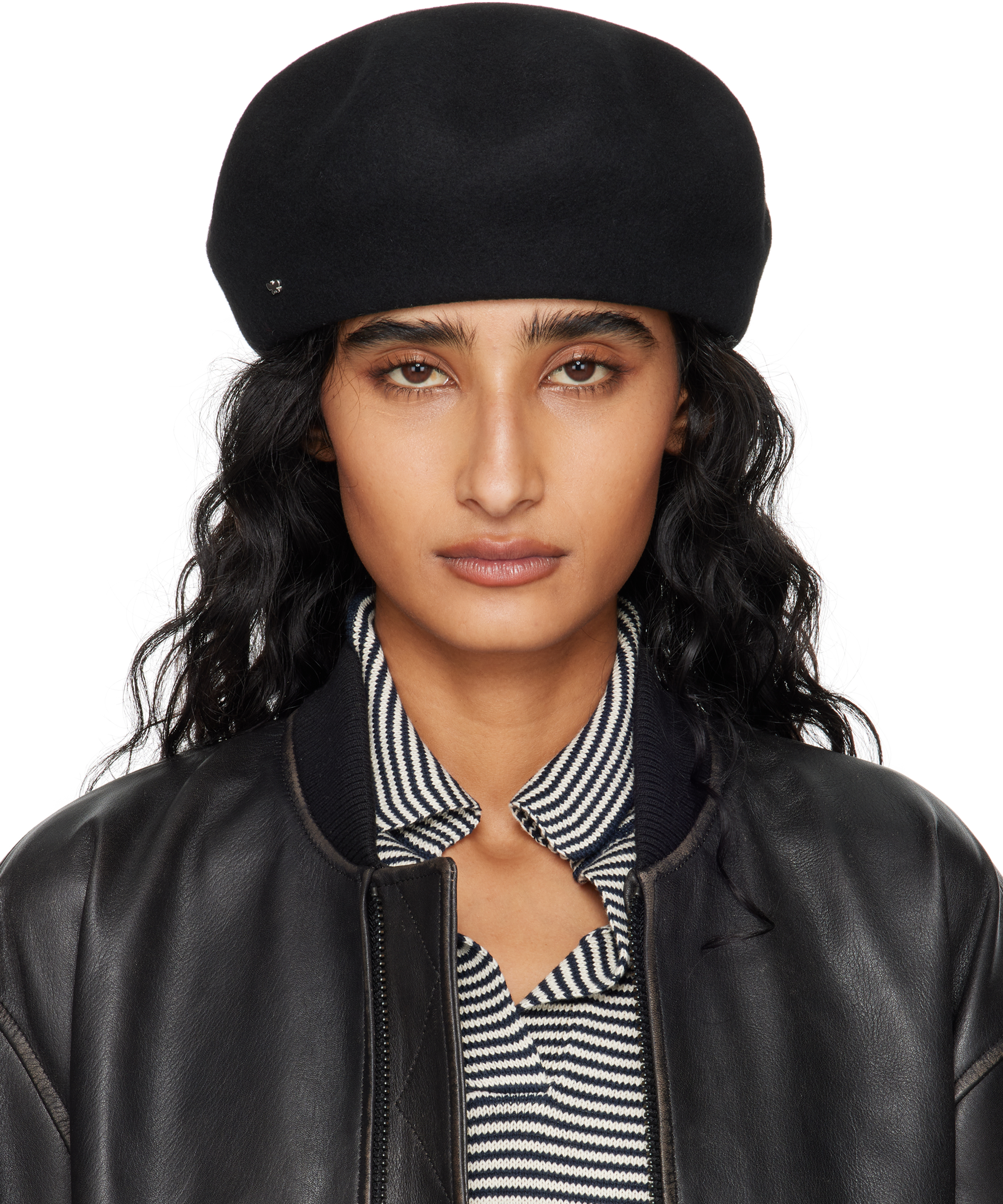 Weekend Max Mara Black Pitti Beret In Black